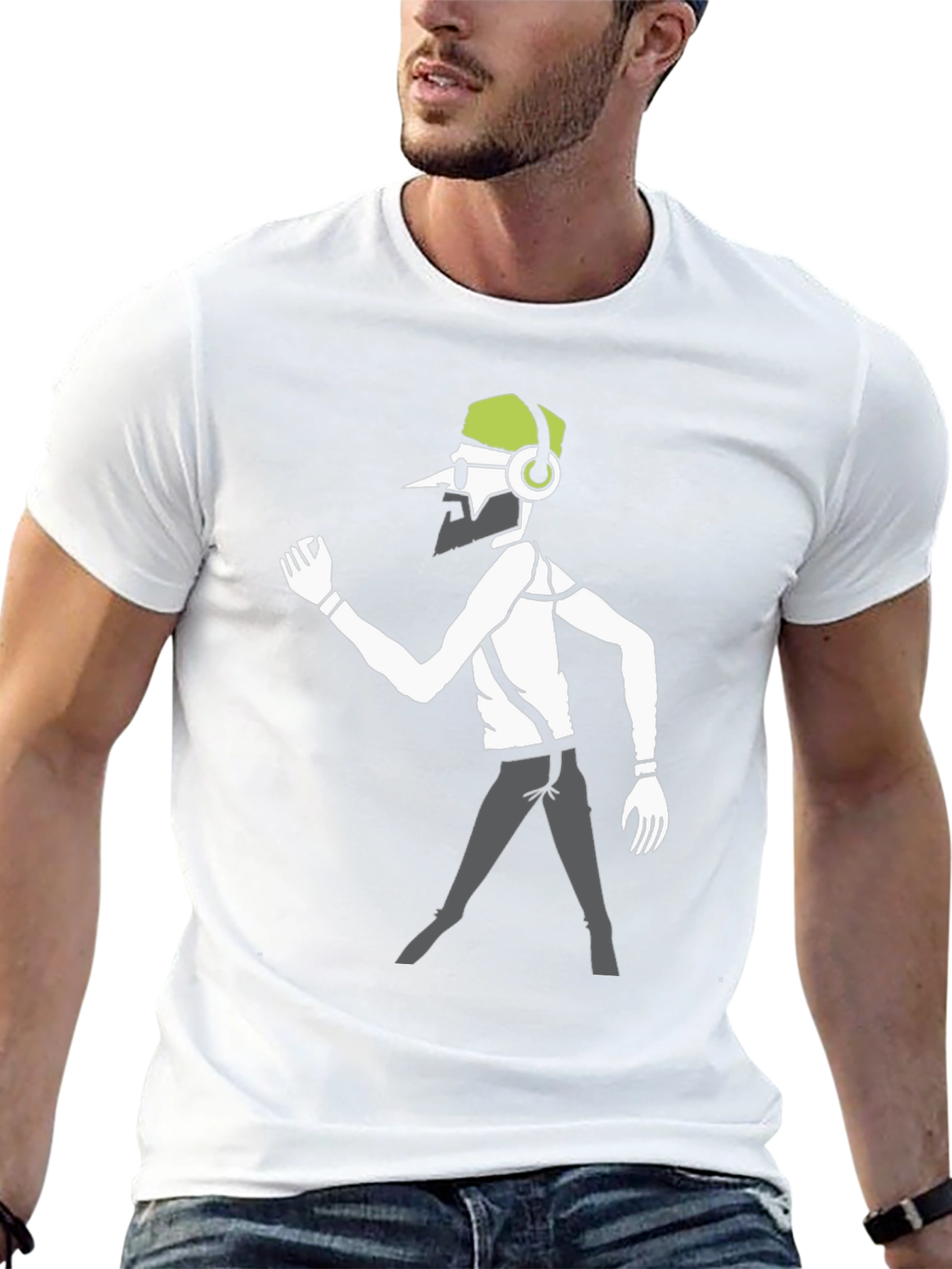 Funky DJ Graphic Tee - Black Cotton Casual Wear