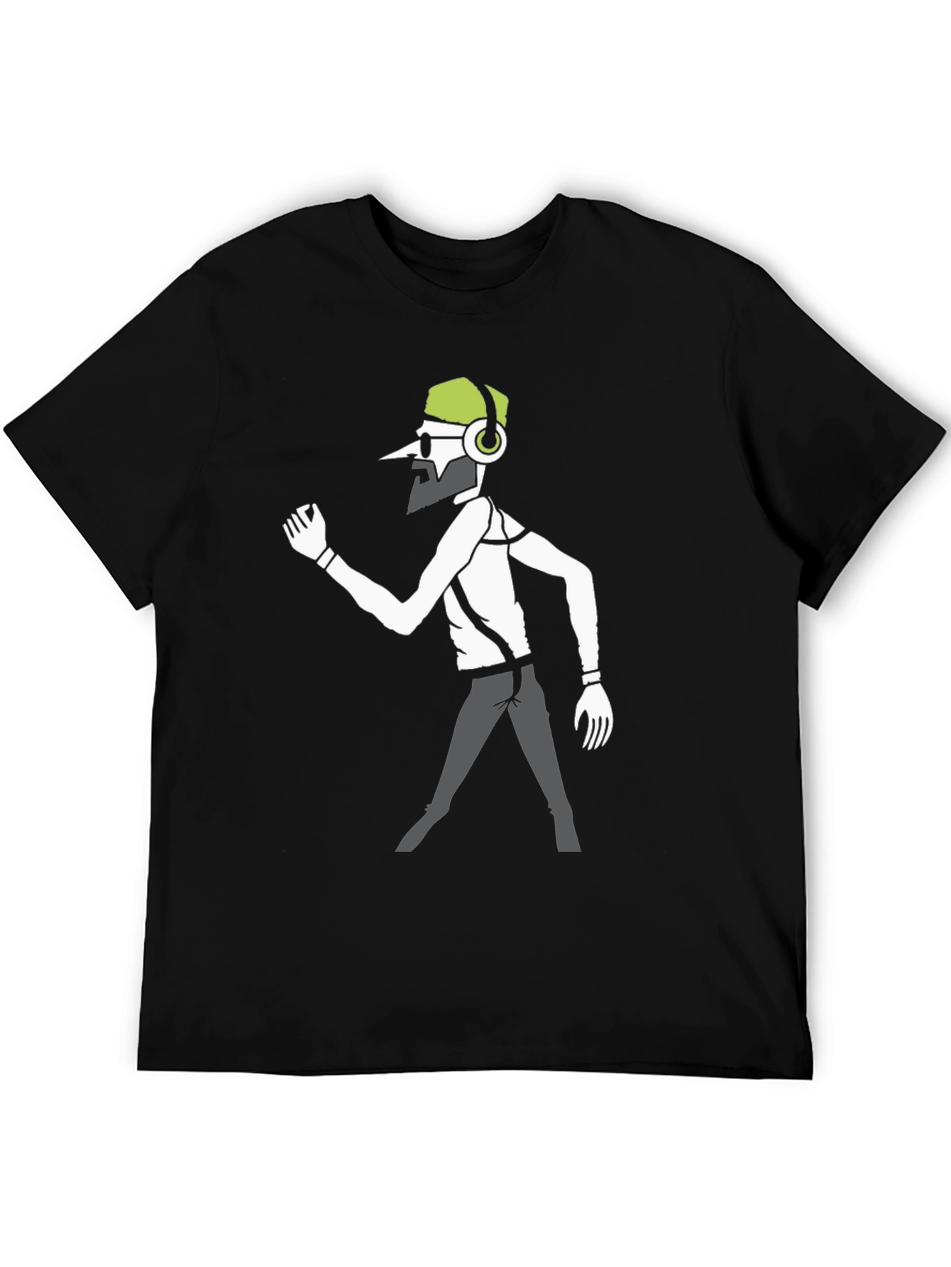 Funky DJ Graphic Tee - Black Cotton Casual Wear
