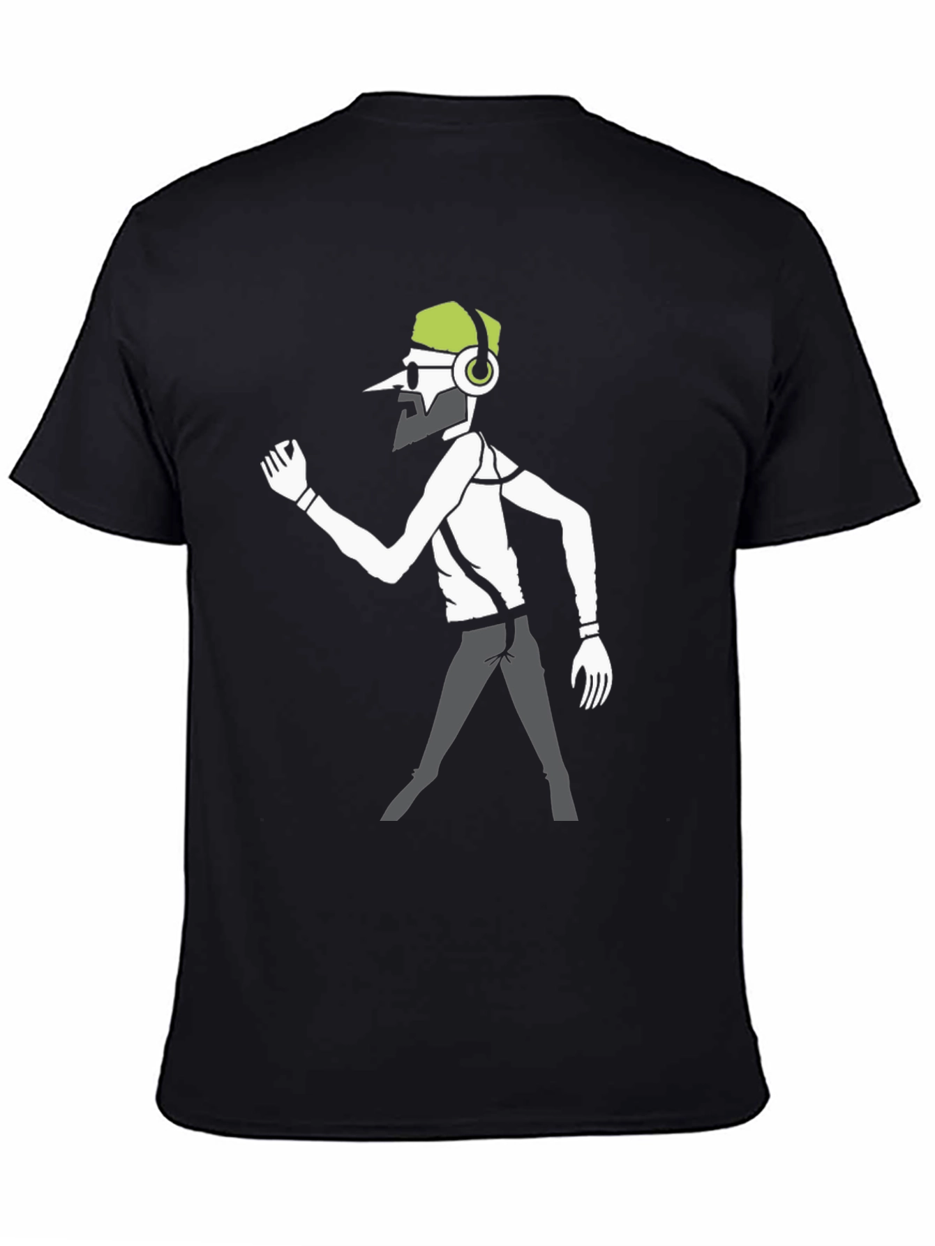 Funky DJ Graphic Tee - Black Cotton Casual Wear