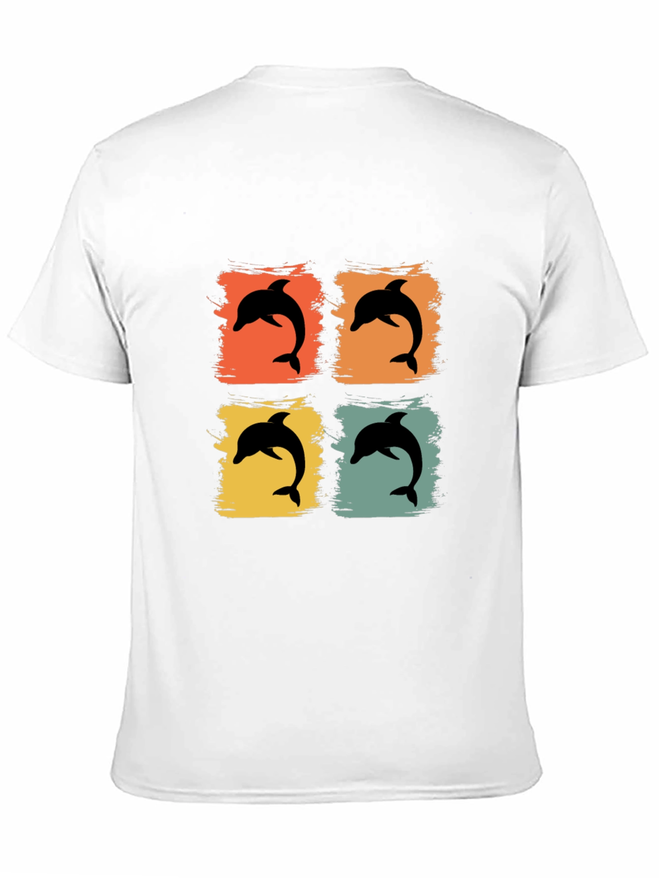 Retro Dolphin Pop Art Graphic Tee - Black