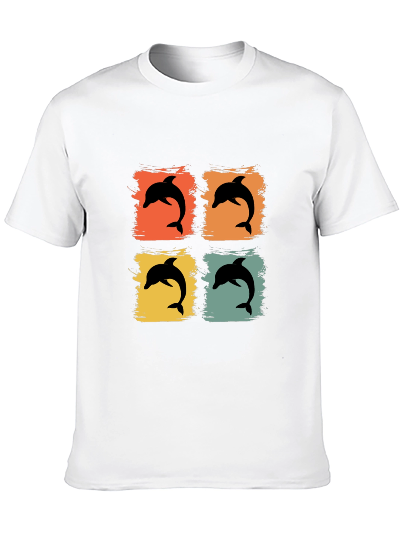 Retro Dolphin Pop Art Graphic Tee - Black