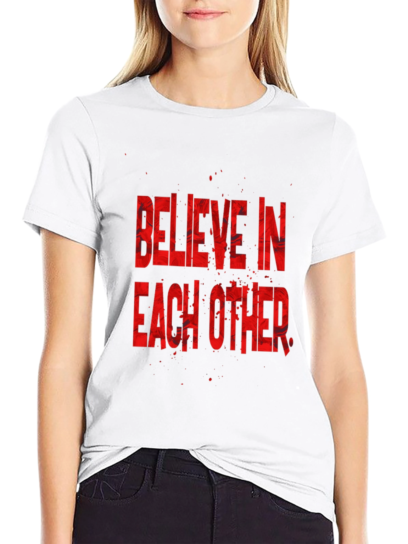 Believe In Each Other Graphic T-Shirt - Black