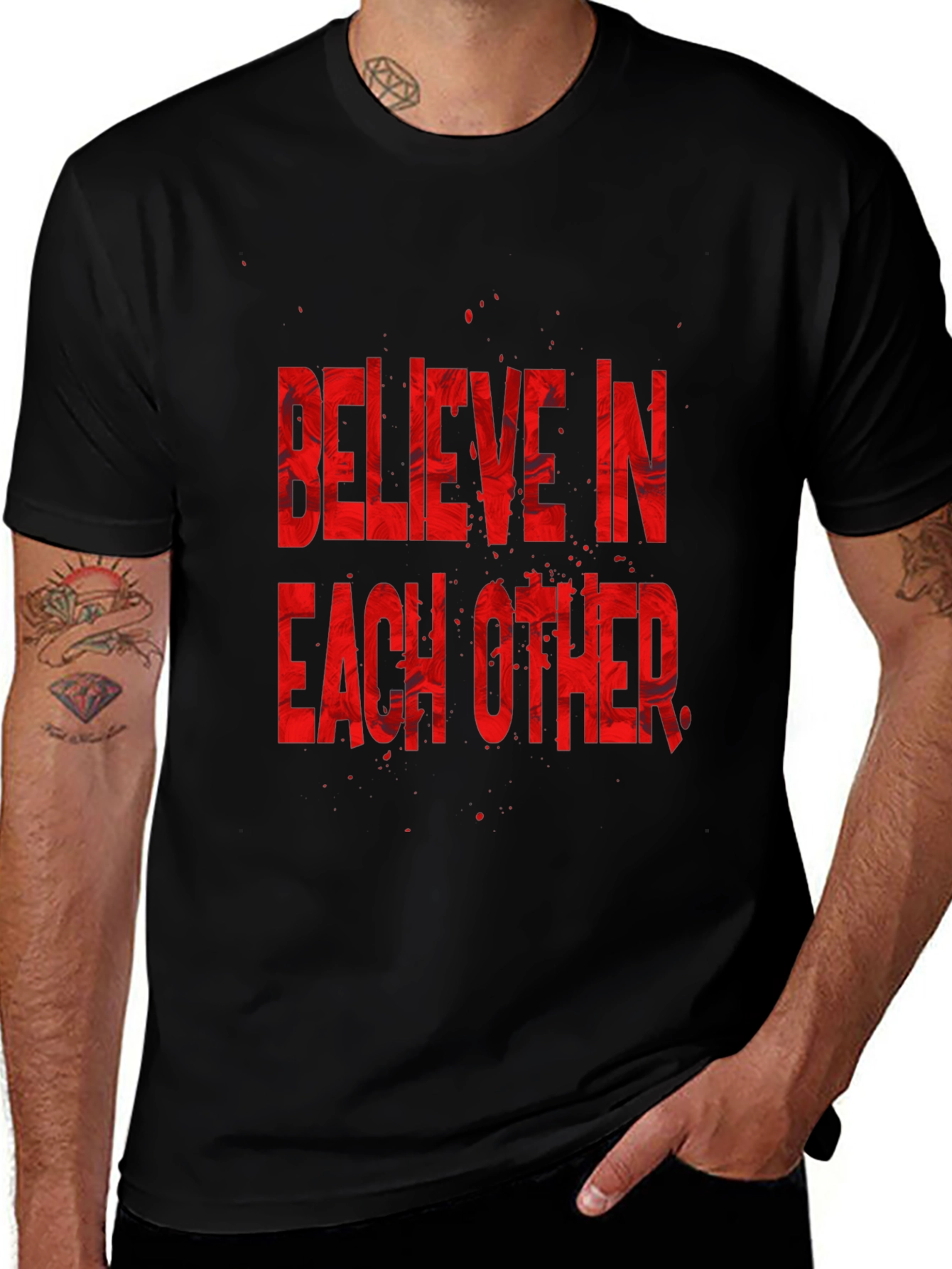 Believe In Each Other Graphic T-Shirt - Black