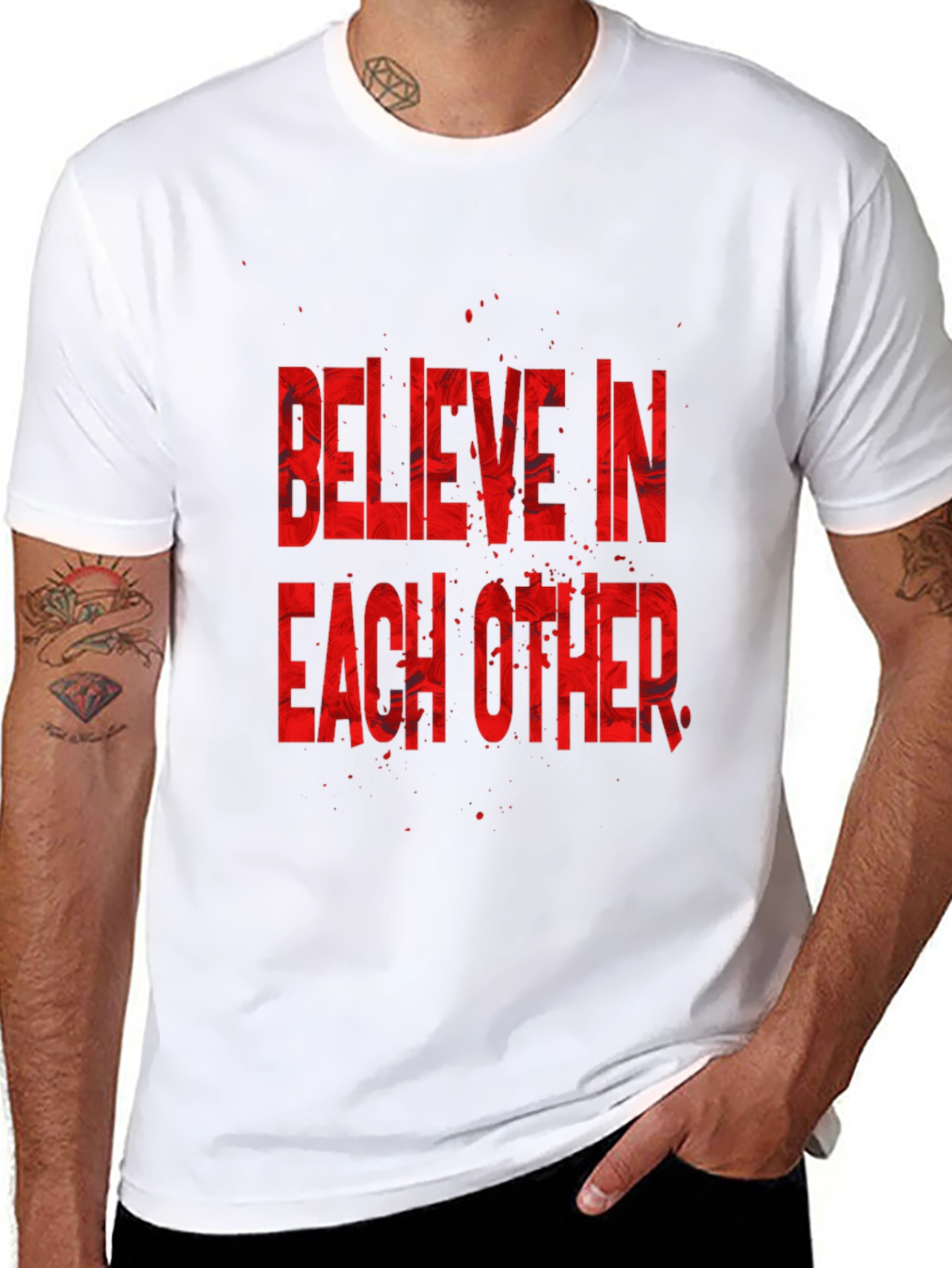 Believe In Each Other Graphic T-Shirt - Black