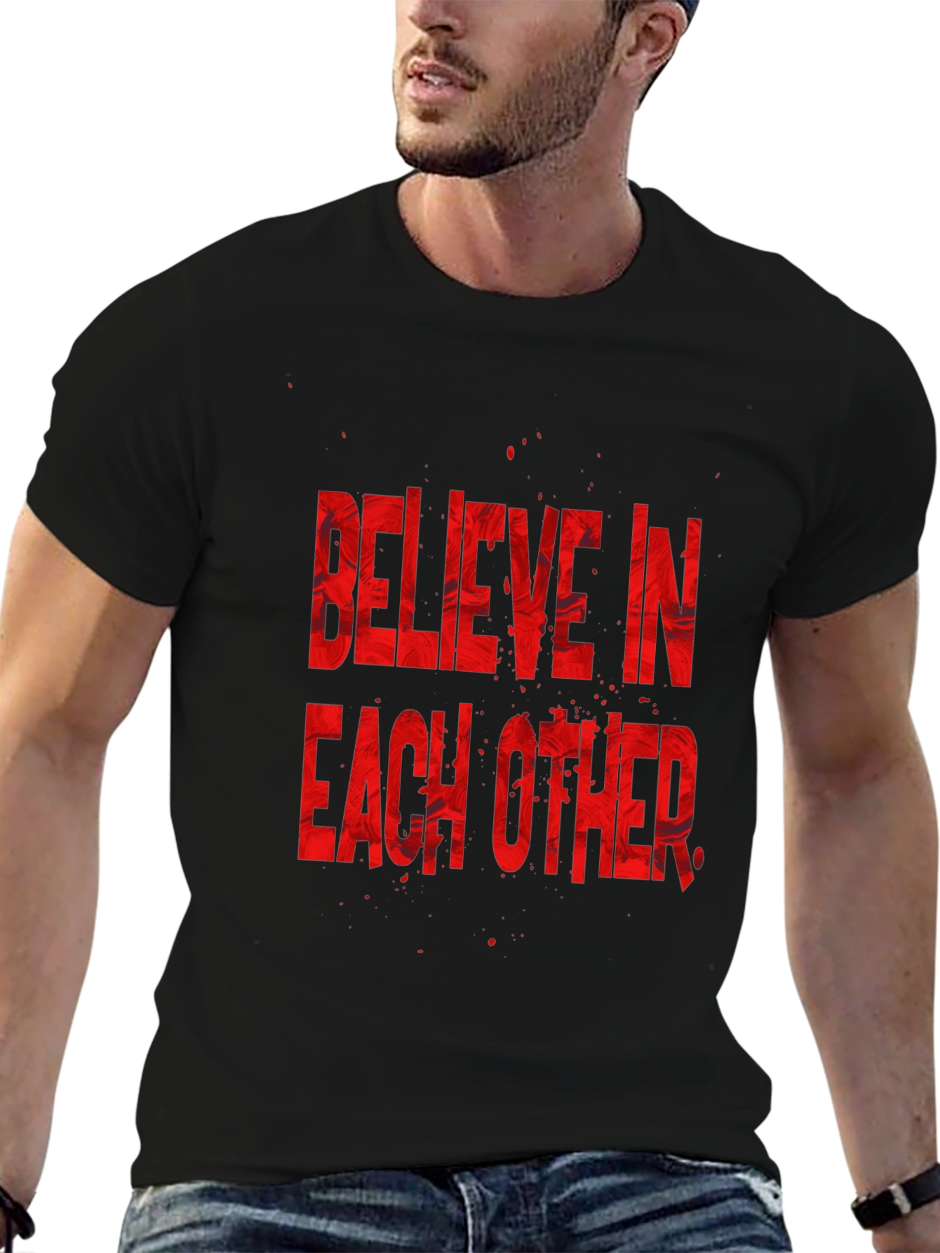 Believe In Each Other Graphic T-Shirt - Black