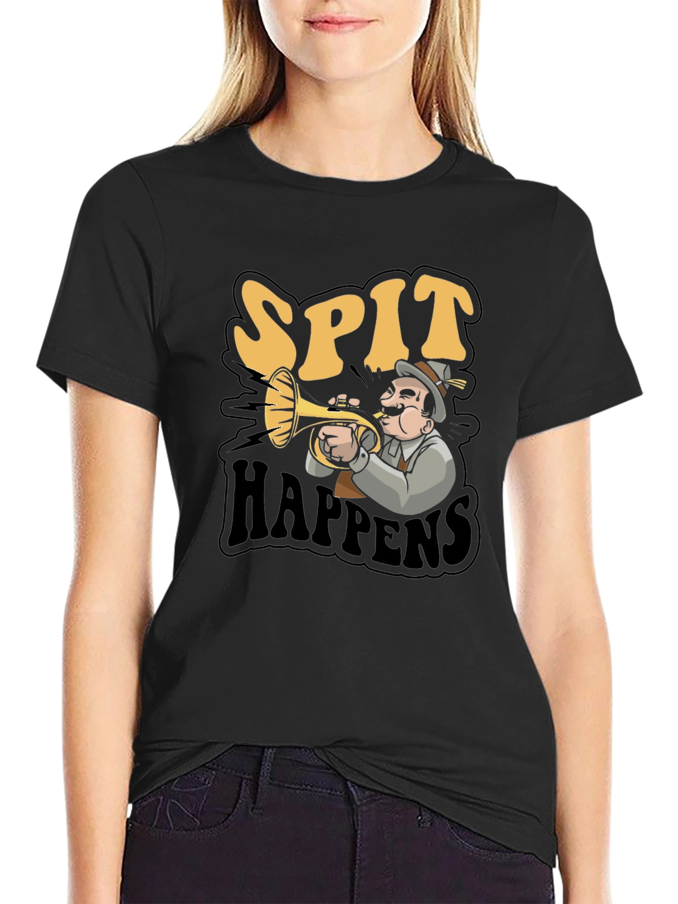 Spit Happens Trumpet Graphic T-Shirt