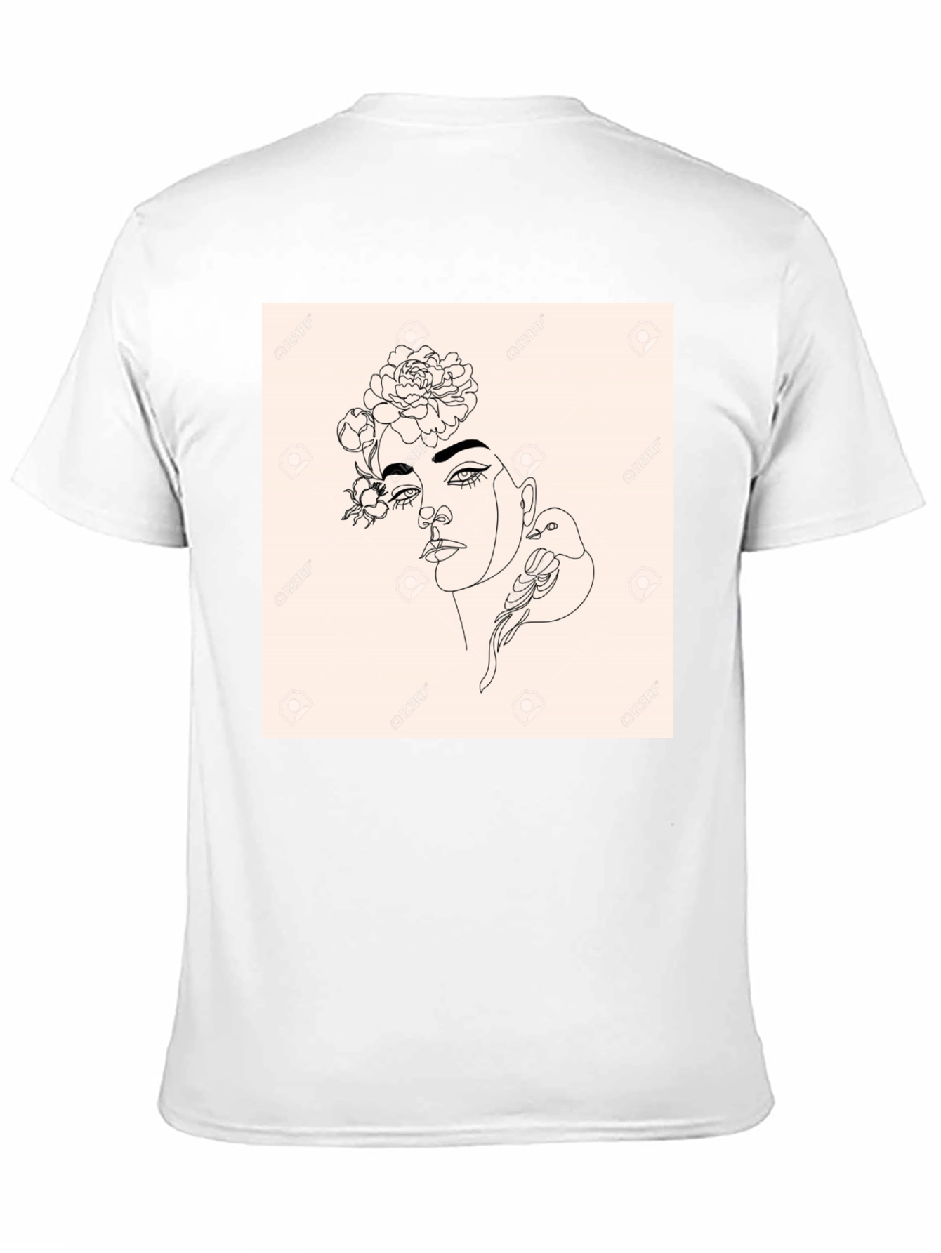 Minimalist Woman & Bird Graphic Black T-Shirt