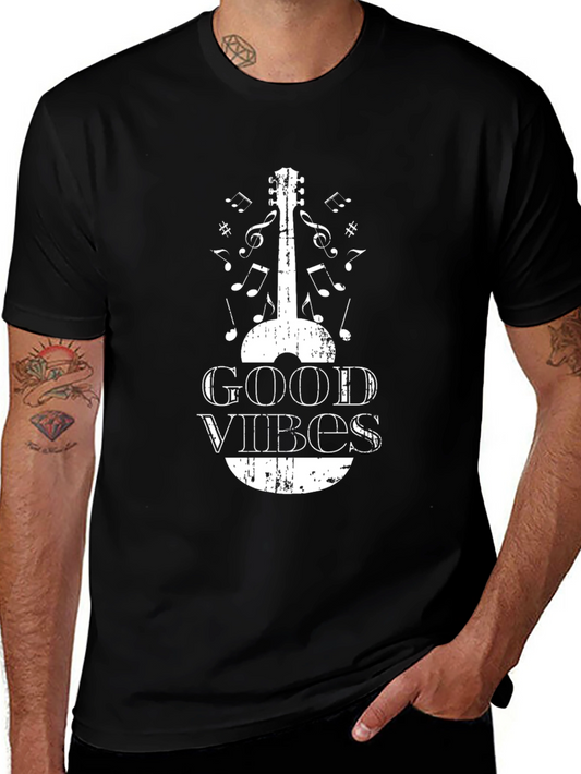 Good Vibes Guitar Graphic T-Shirt - Black