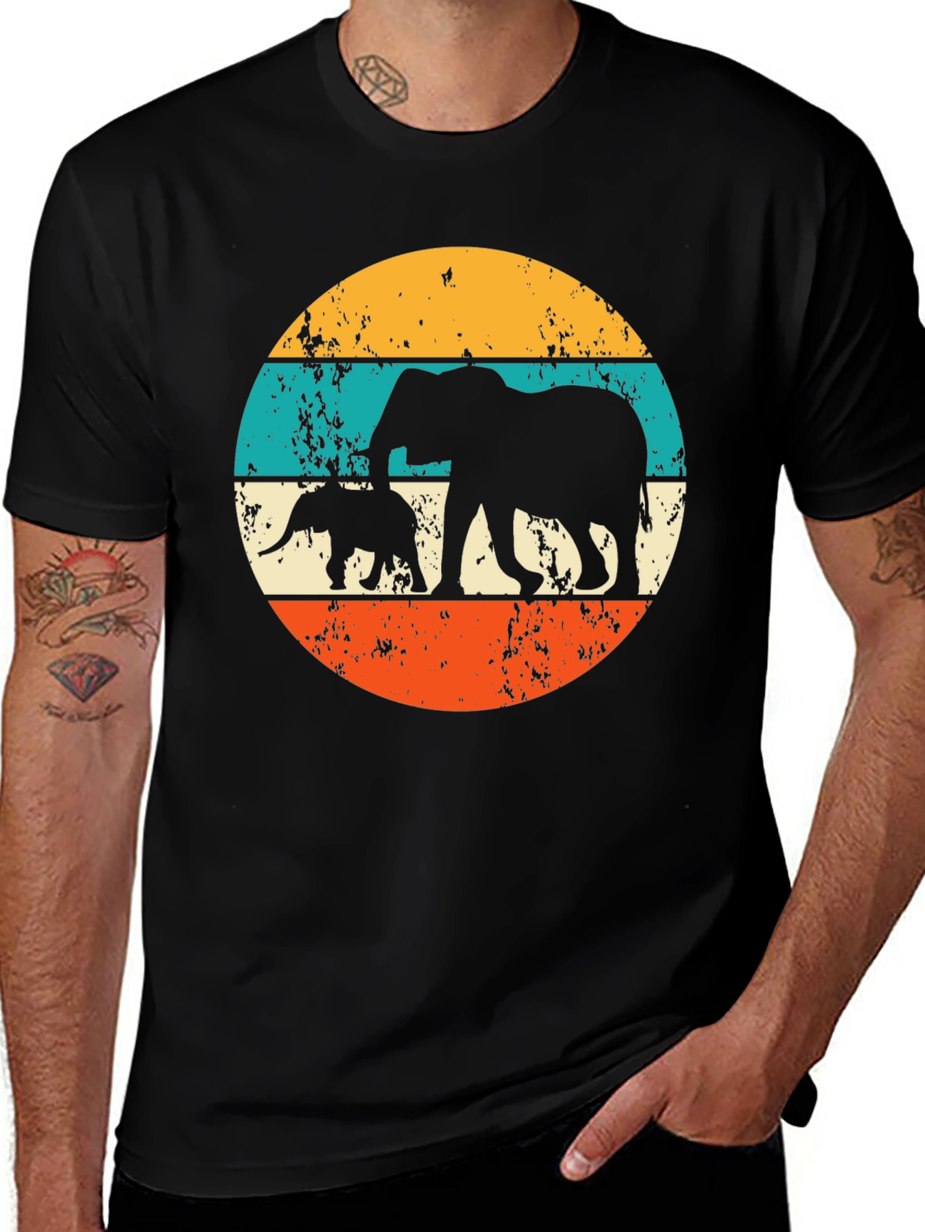 Retro Elephant Silhouette T-Shirt