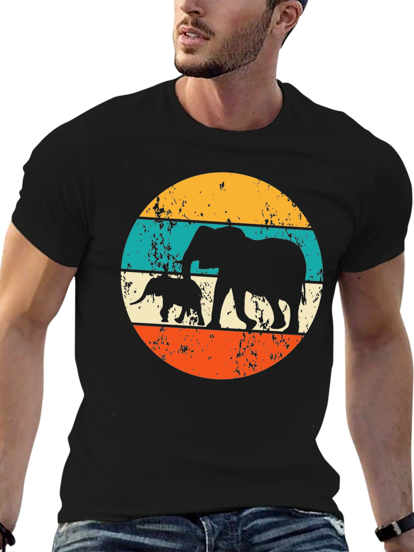 Retro Elephant Silhouette T-Shirt