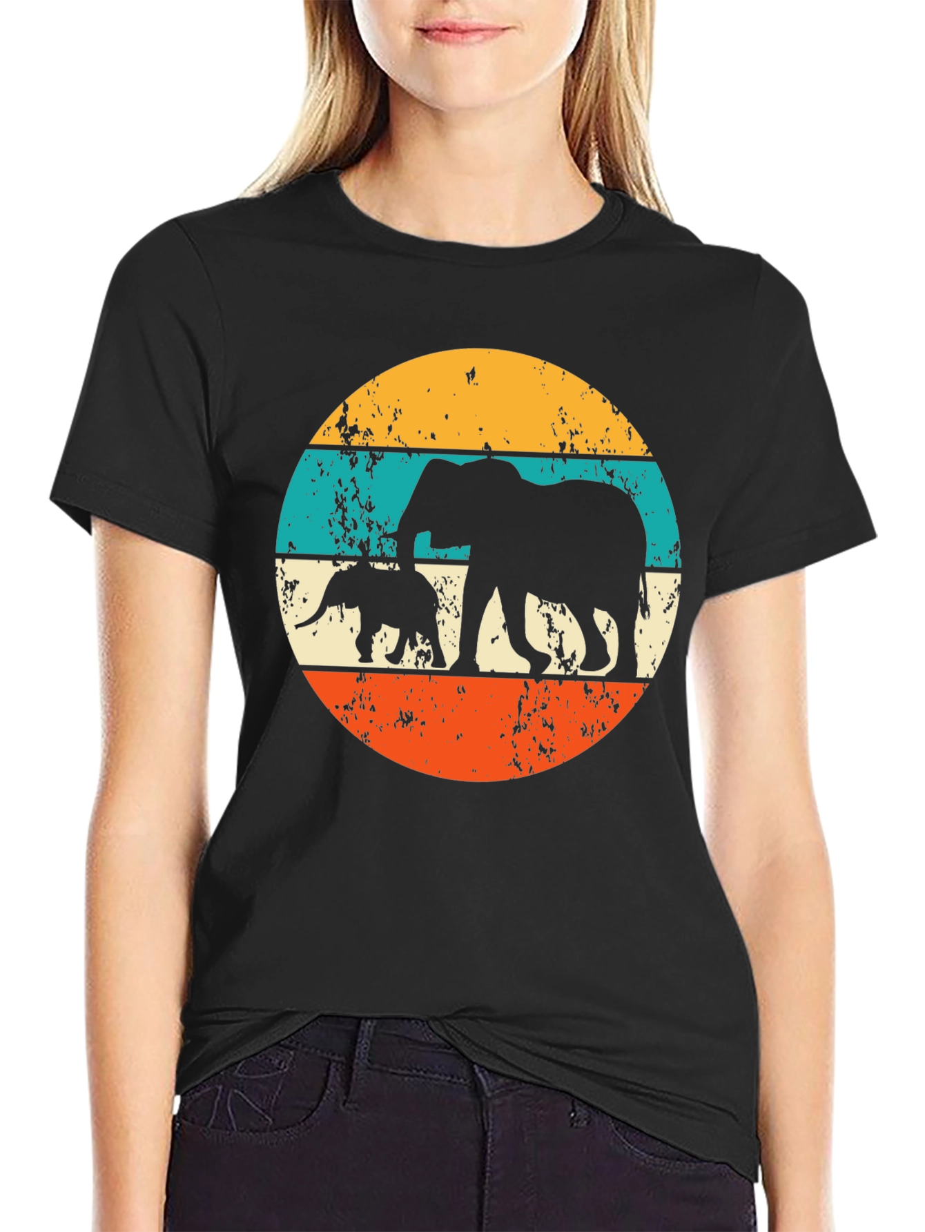 Retro Elephant Silhouette T-Shirt