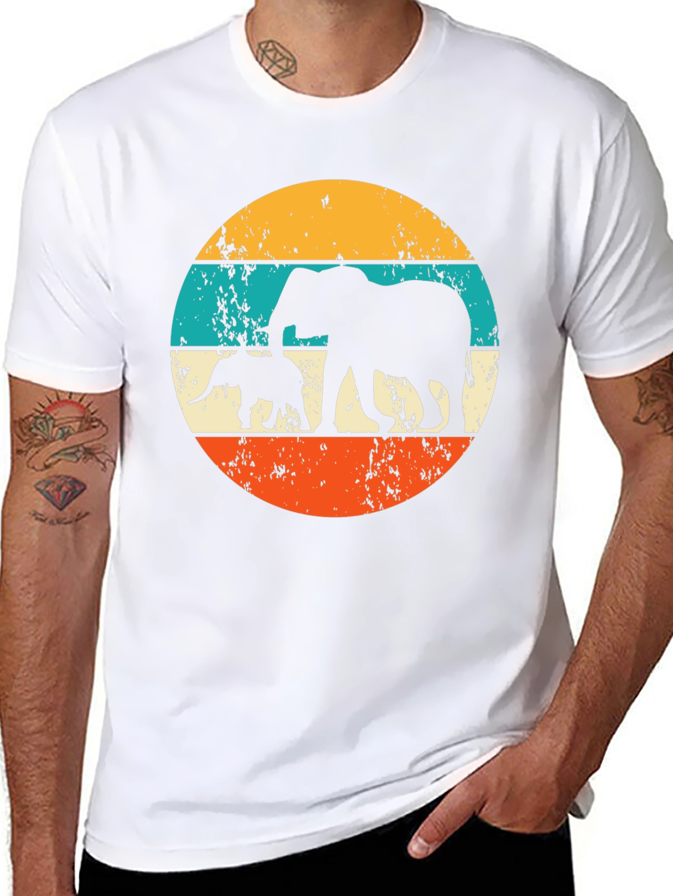 Retro Elephant Silhouette T-Shirt