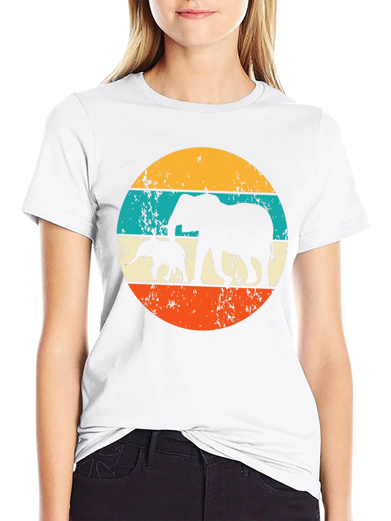 Retro Elephant Silhouette T-Shirt