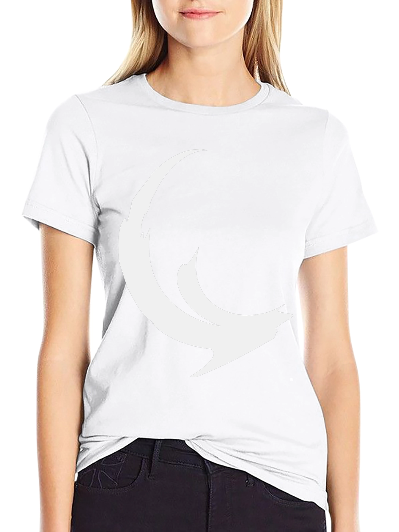 Abstract Crescent Moon Graphic Black Tee
