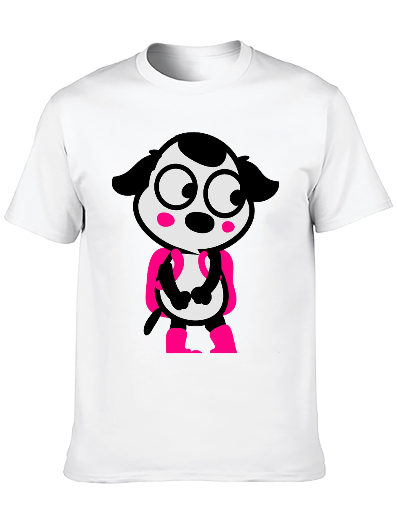 Cartoon Dog Graphic Tee - Black