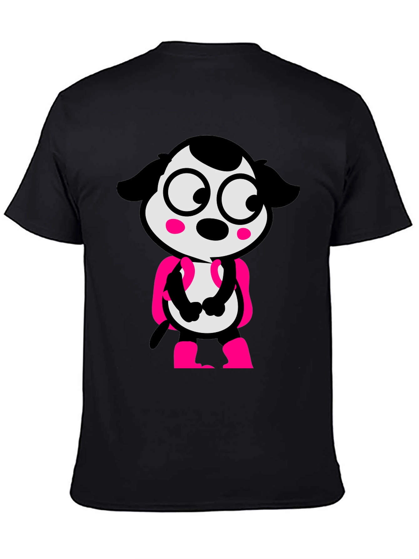 Cartoon Dog Graphic Tee - Black