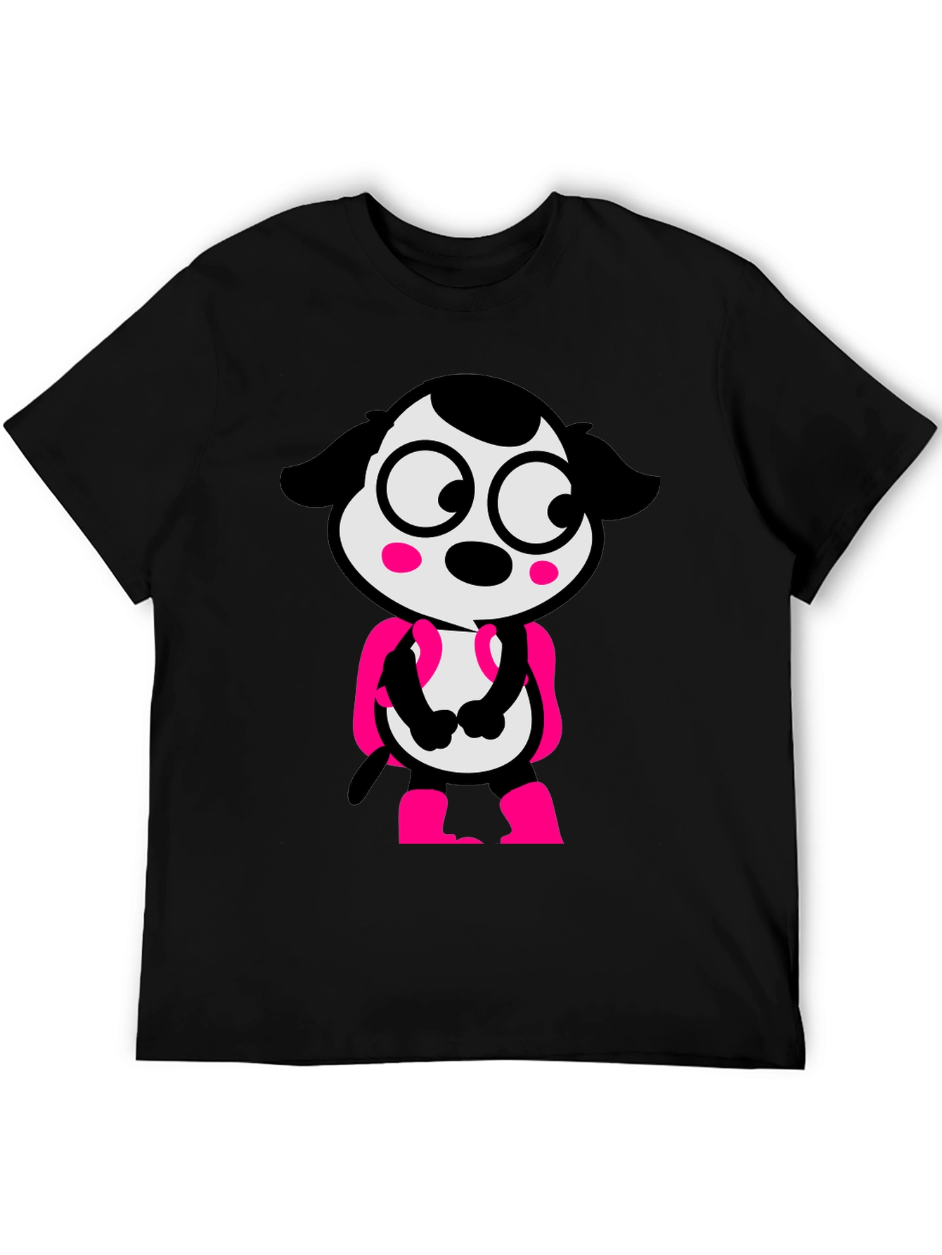 Cartoon Dog Graphic Tee - Black