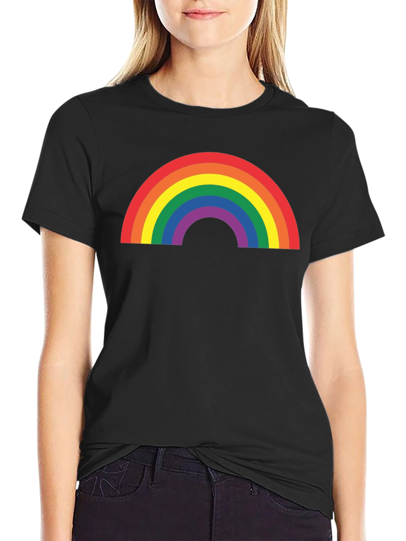 Rainbow Pride Graphic T-Shirt - Black Cotton Blend