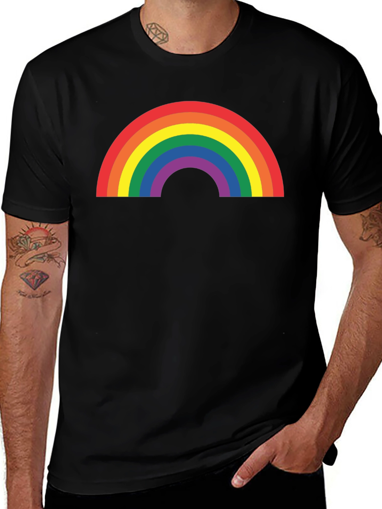 Rainbow Pride Graphic T-Shirt - Black Cotton Blend