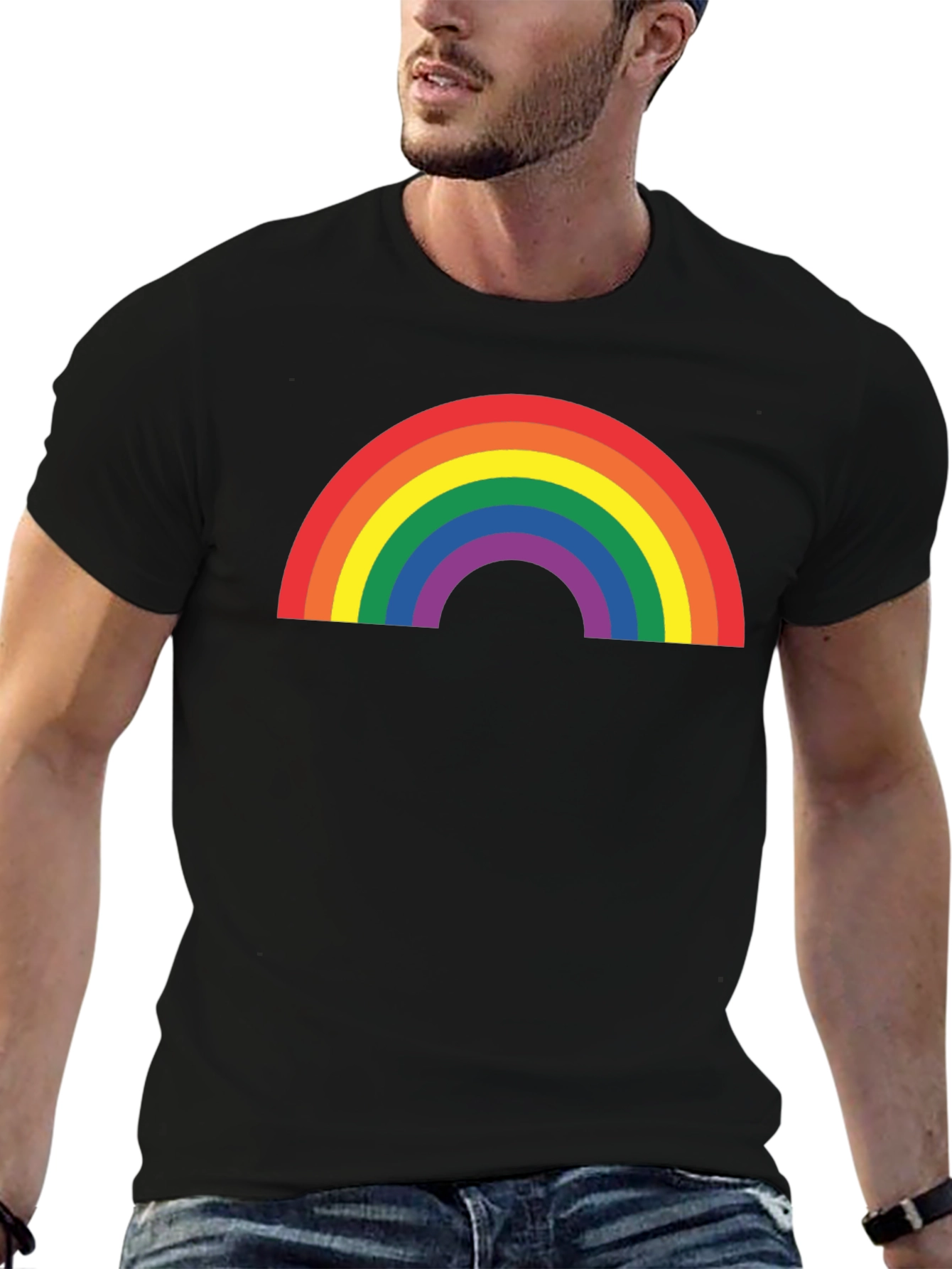 Rainbow Pride Graphic T-Shirt - Black Cotton Blend