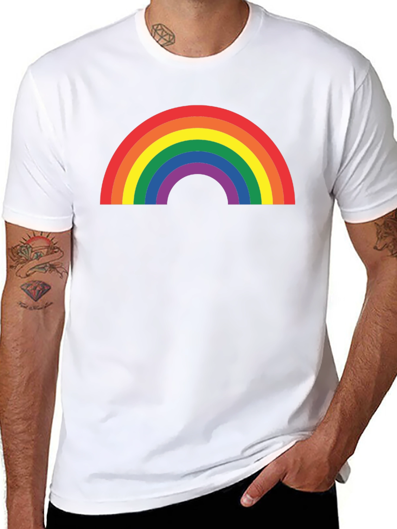 Rainbow Pride Graphic T-Shirt - Black Cotton Blend