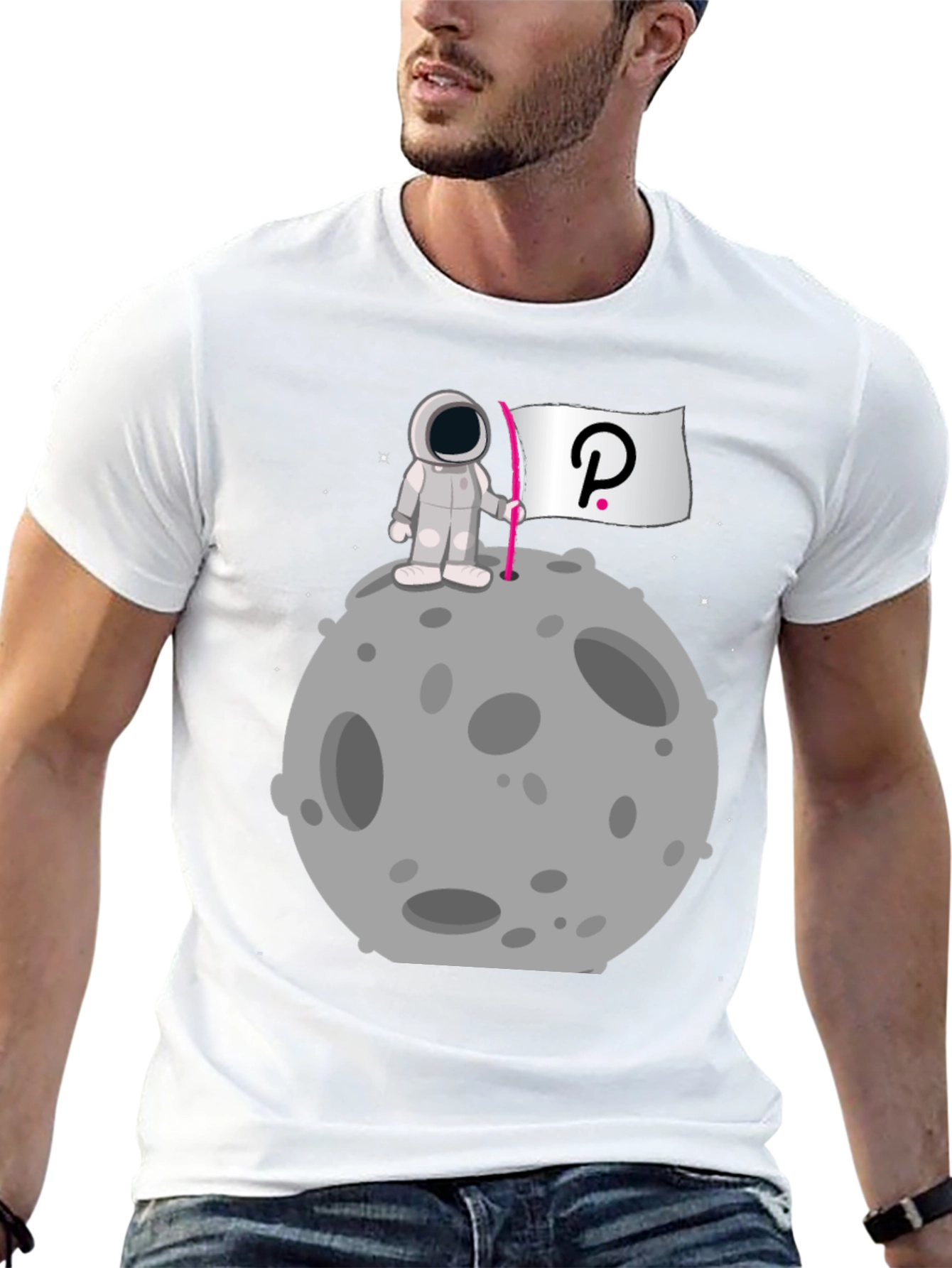 Astronaut on Moon Polkadot T-Shirt