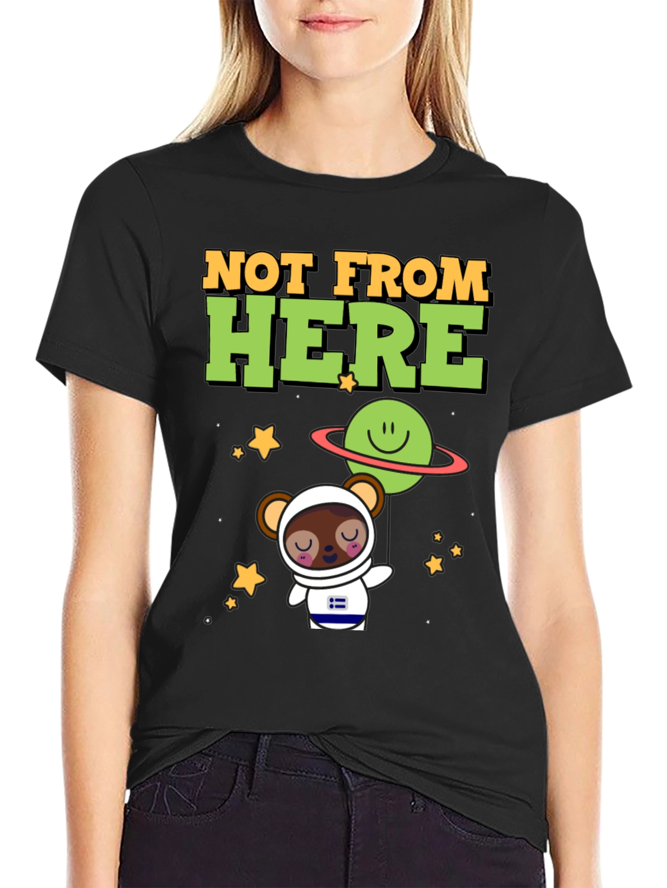Not From Here Bear Astronaut Graphic T-Shirt