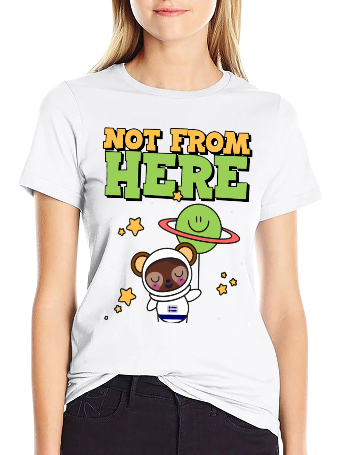 Not From Here Bear Astronaut Graphic T-Shirt