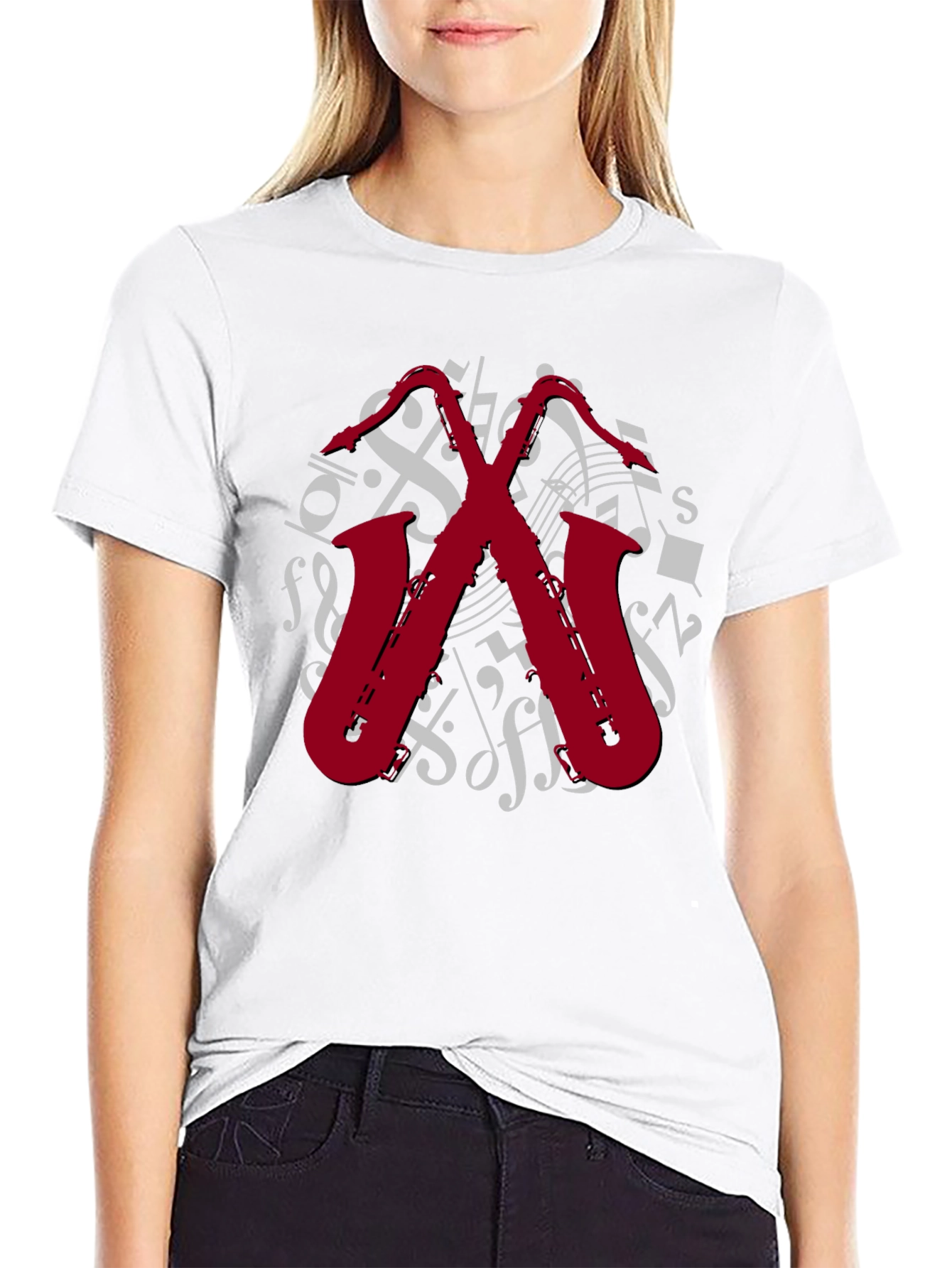 Saxophone Music Notes Graphic T-Shirt