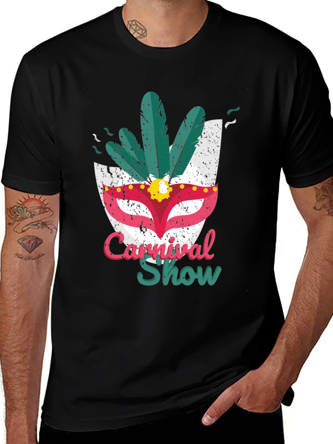 Carnival Show Mask Tee - Mens Graphic T-Shirt