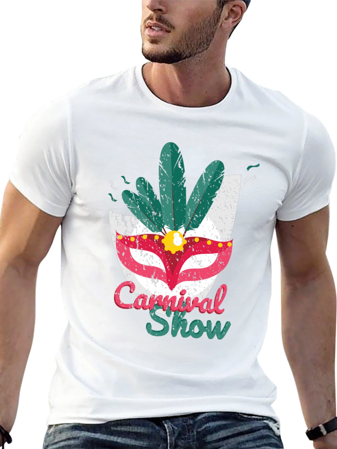 Carnival Show Mask Tee - Mens Graphic T-Shirt