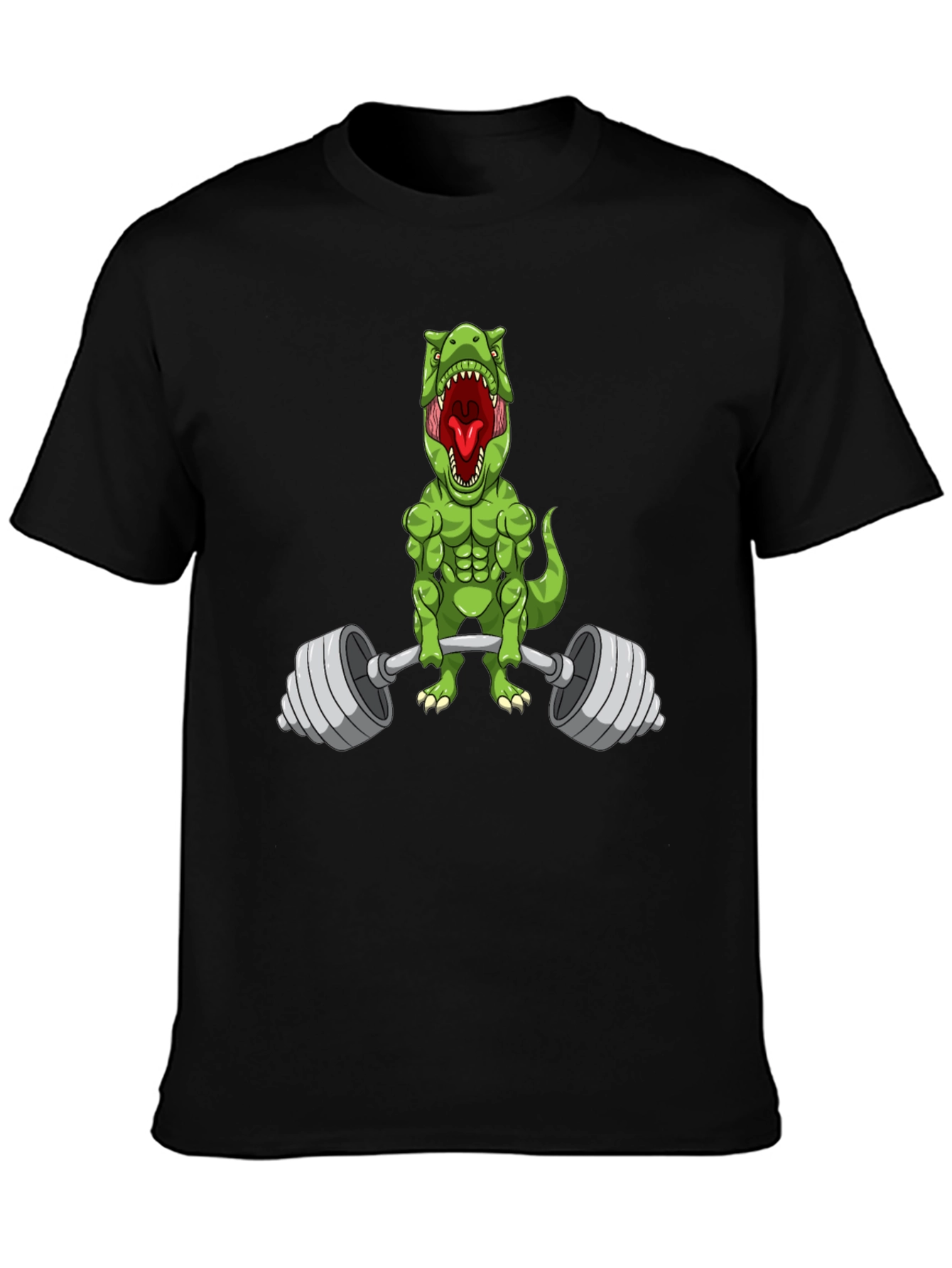 Dino Lift T-Shirt: Black Funny Gym Tee