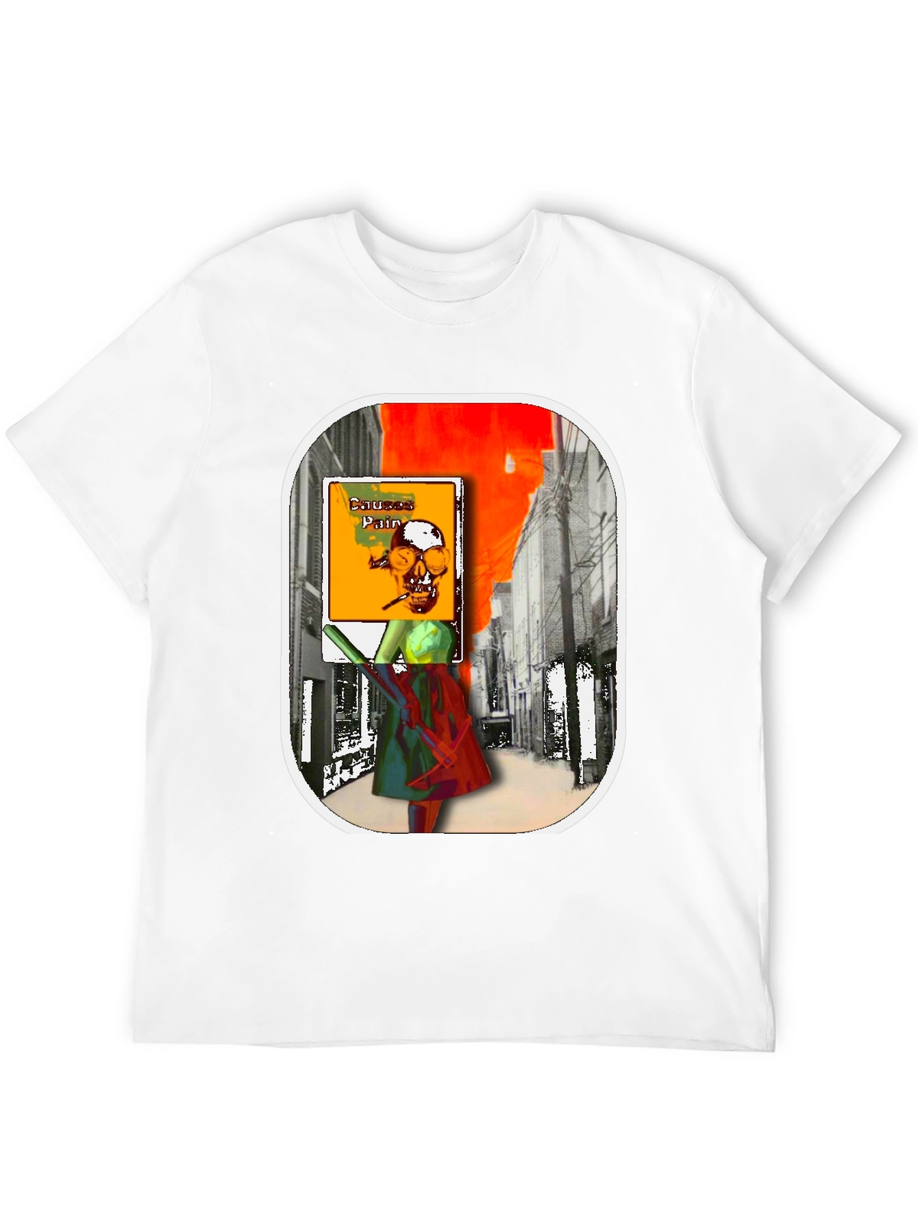 Causes Pain Graphic Tee - Unique Art Design