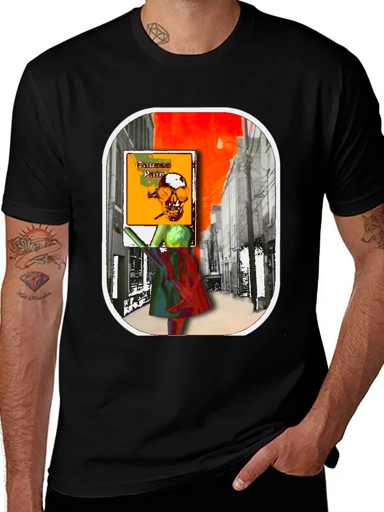 Causes Pain Graphic Tee - Unique Art Design