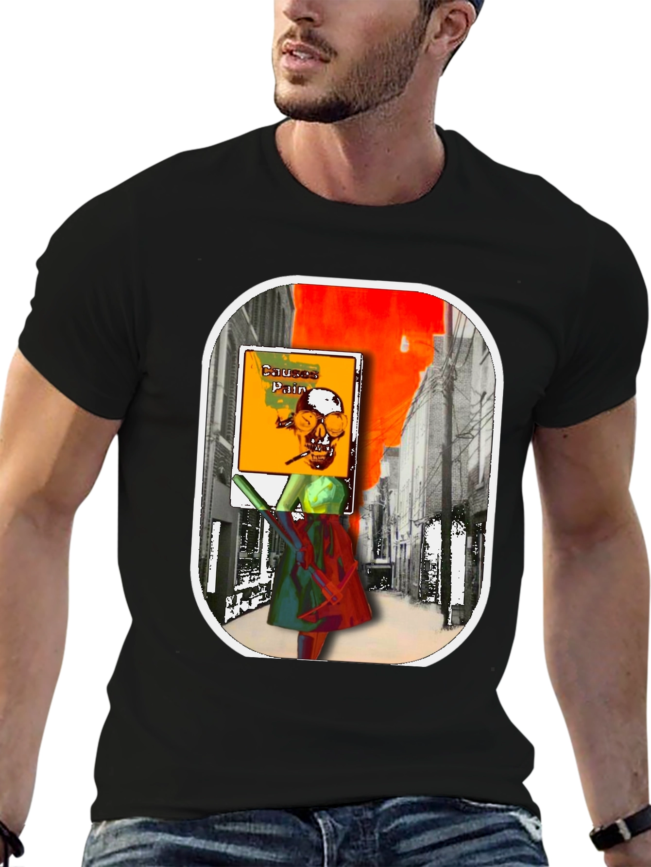 Causes Pain Graphic Tee - Unique Art Design