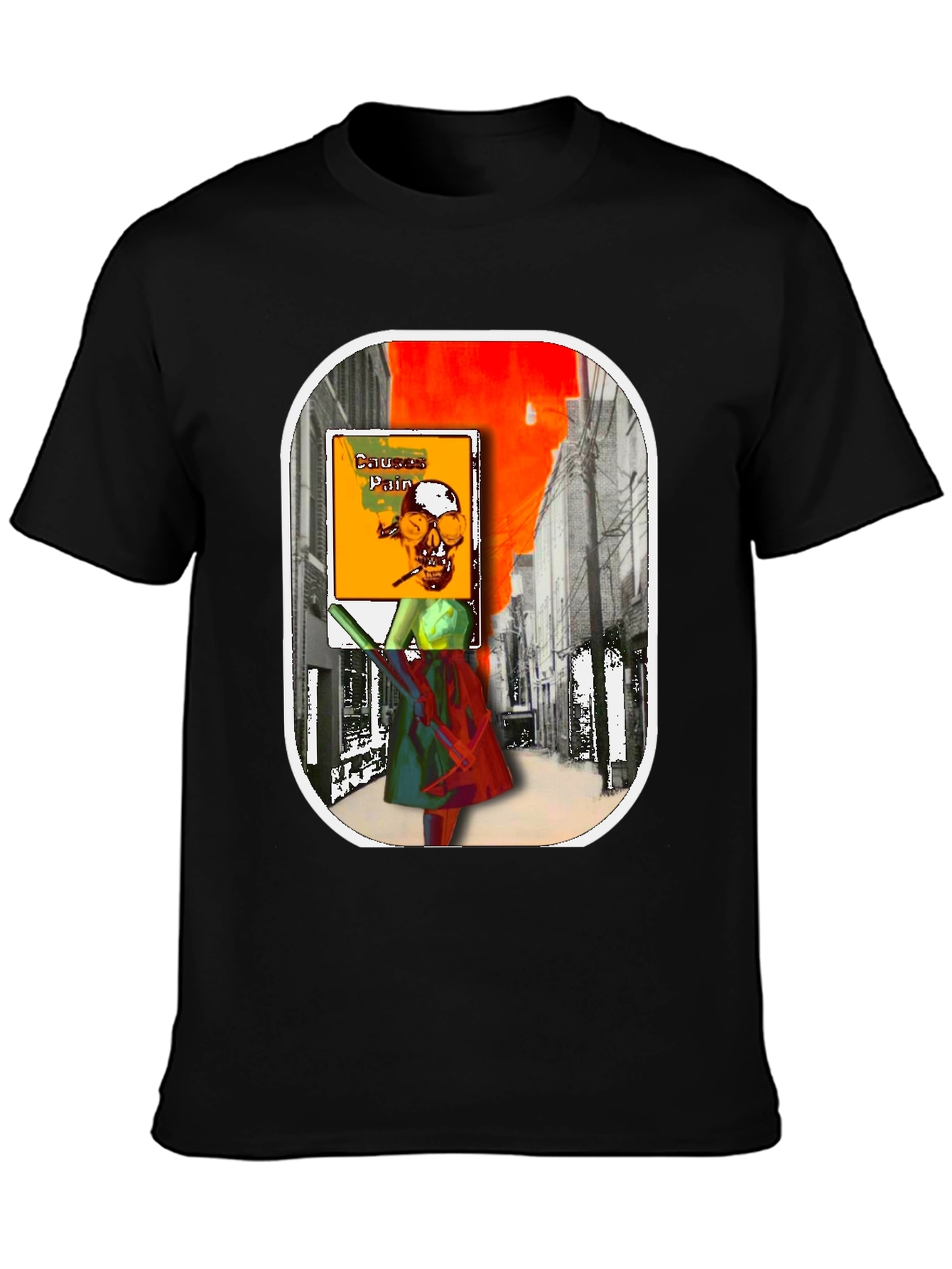 Causes Pain Graphic Tee - Unique Art Design