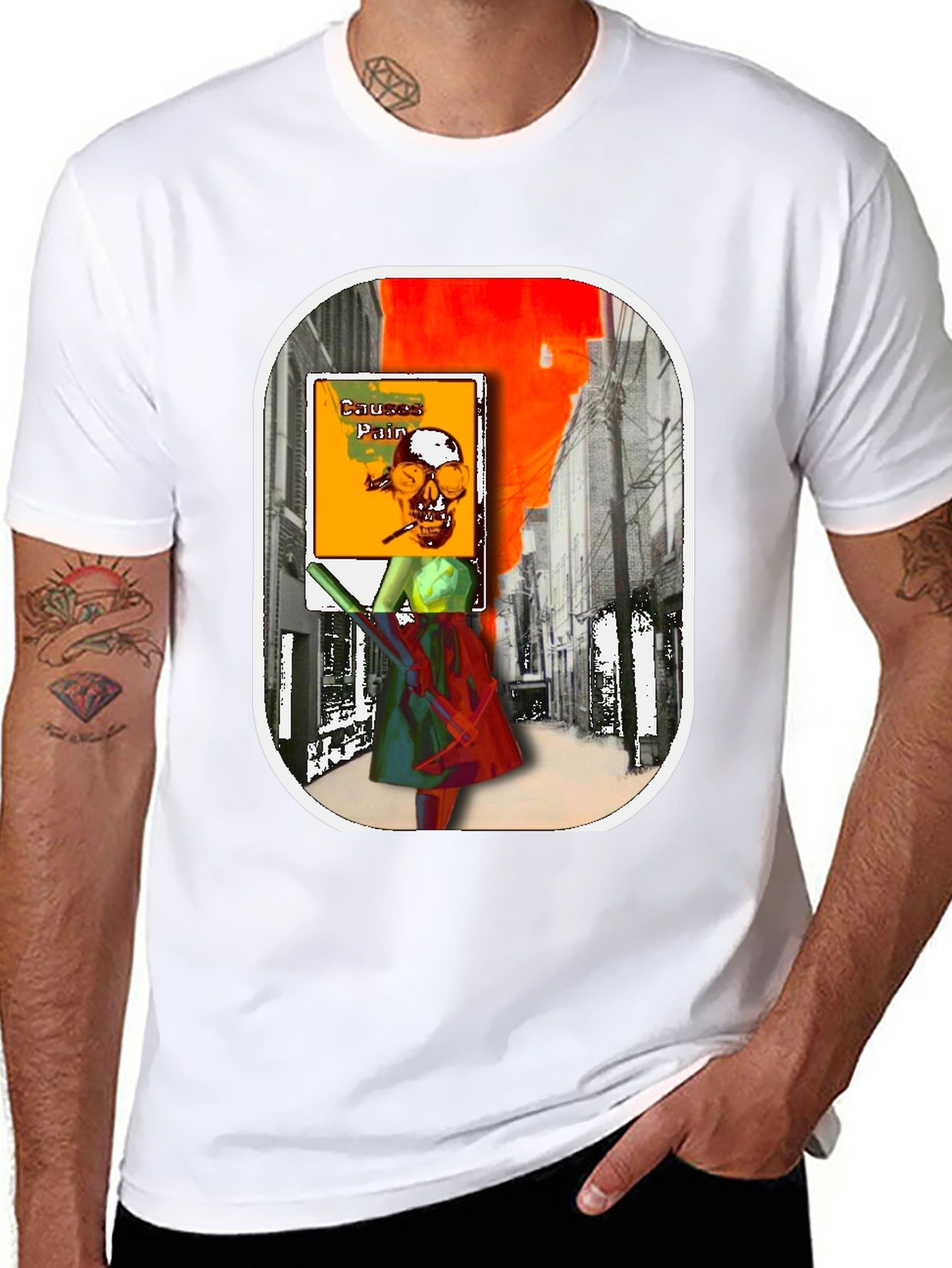 Causes Pain Graphic Tee - Unique Art Design
