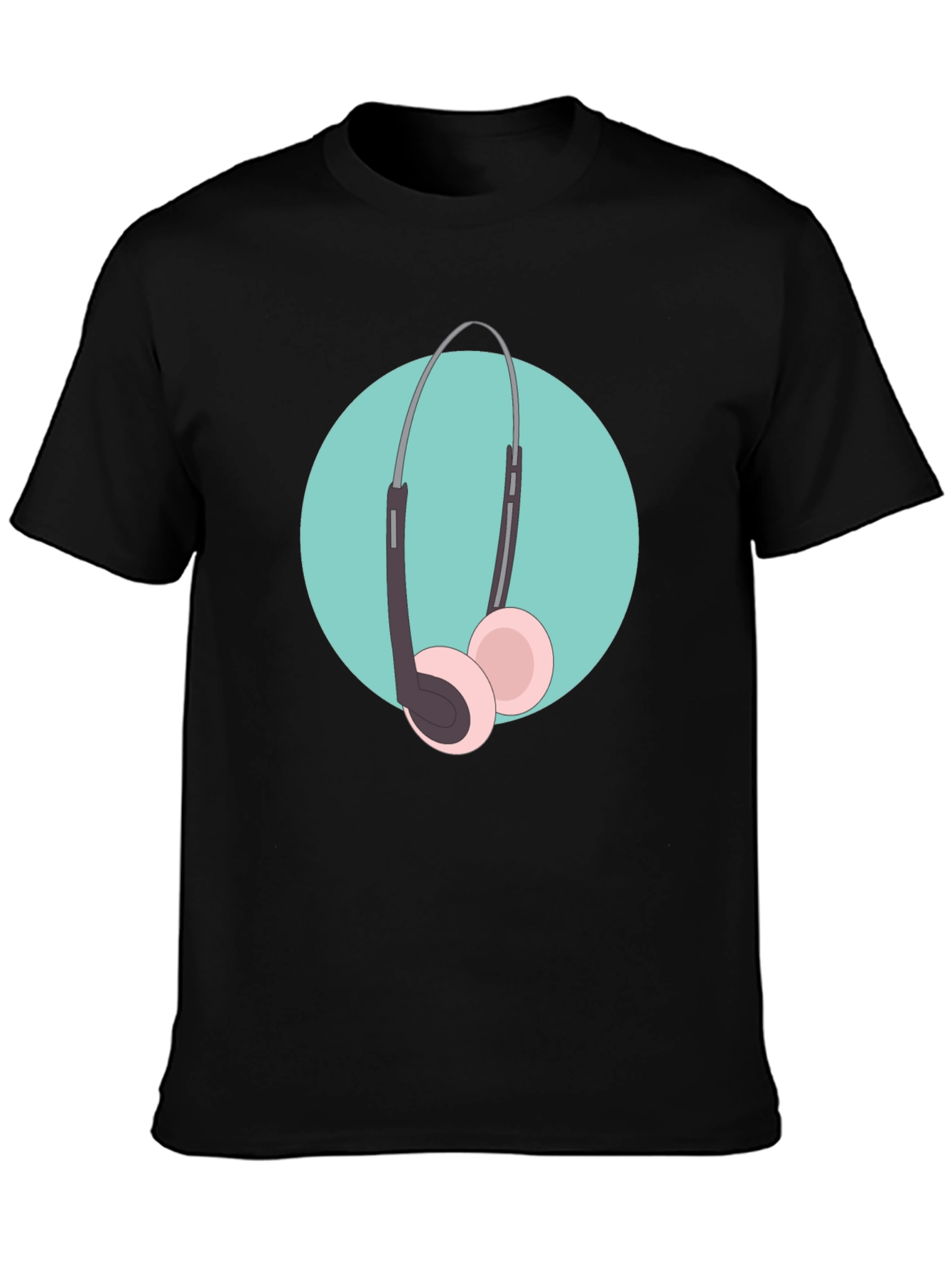 Cool Headphone Graphic T-Shirt - Black