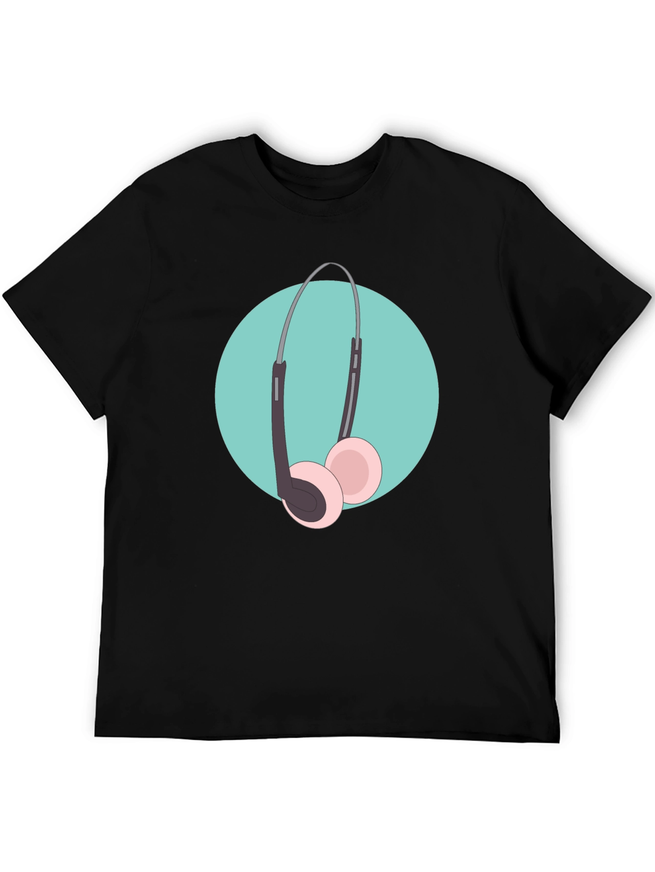 Cool Headphone Graphic T-Shirt - Black