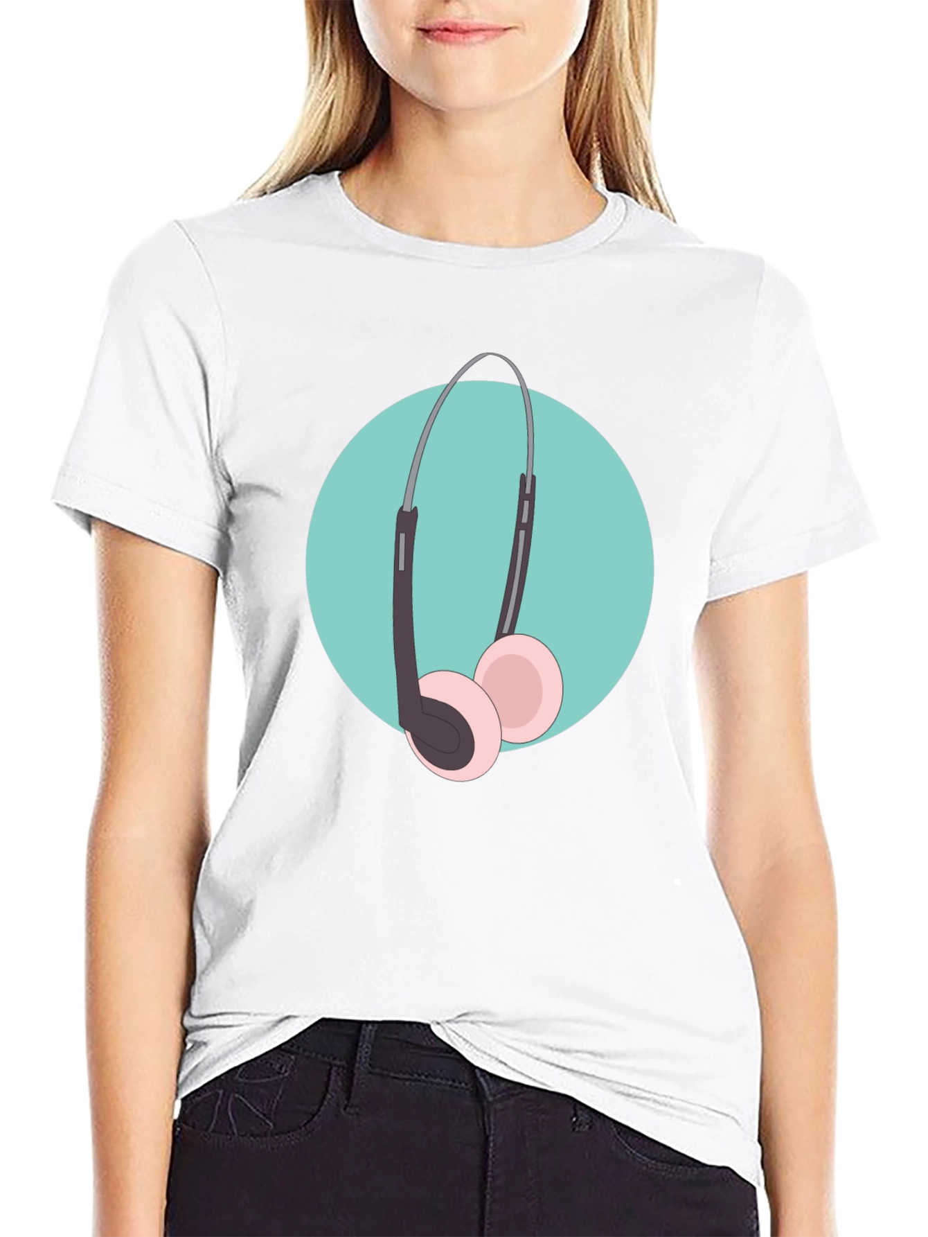 Cool Headphone Graphic T-Shirt - Black