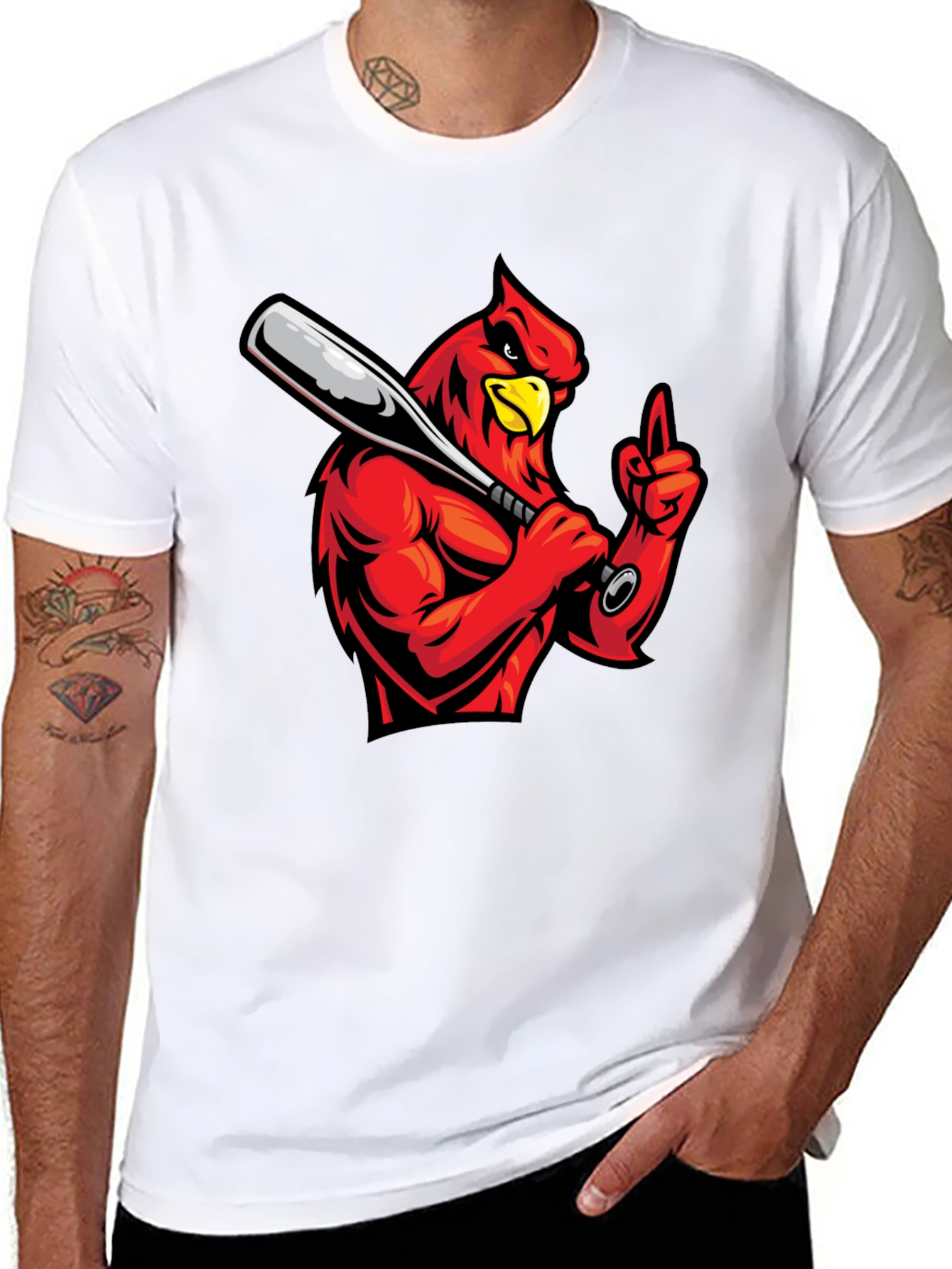 Cardinal Baseball T-Shirt - Black Cotton Tee