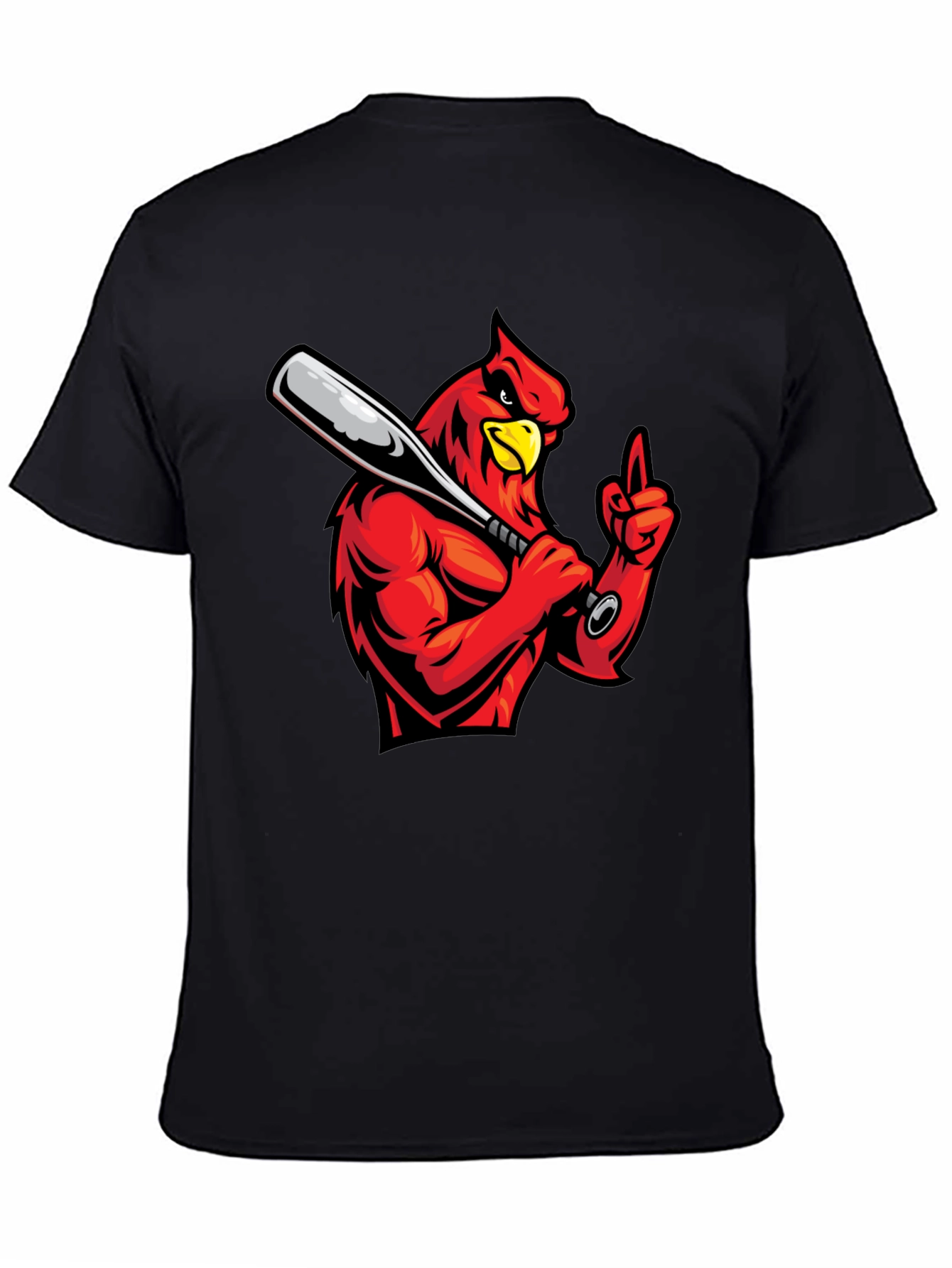 Cardinal Baseball T-Shirt - Black Cotton Tee