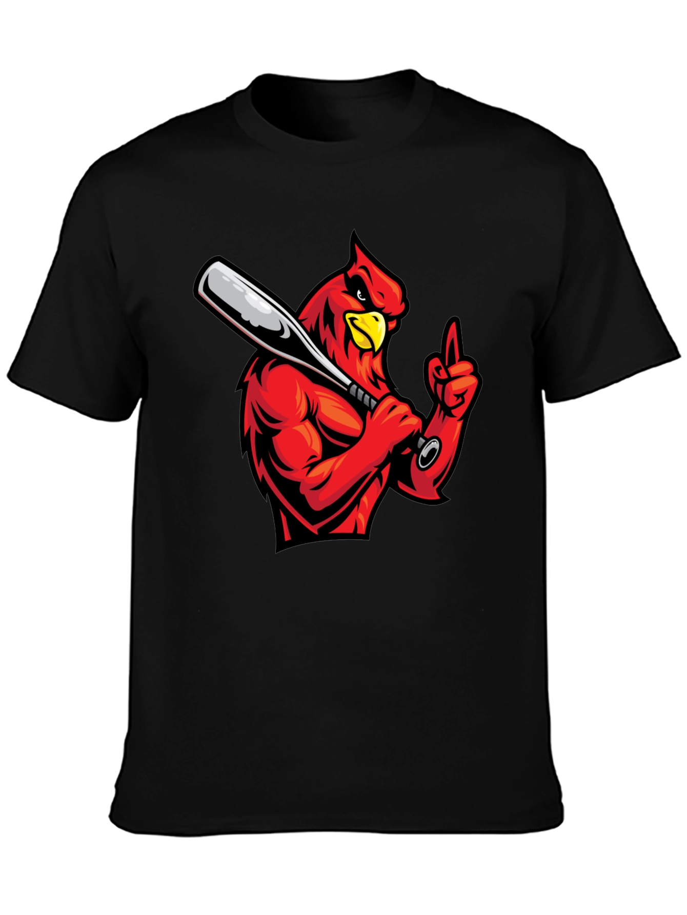 Cardinal Baseball T-Shirt - Black Cotton Tee