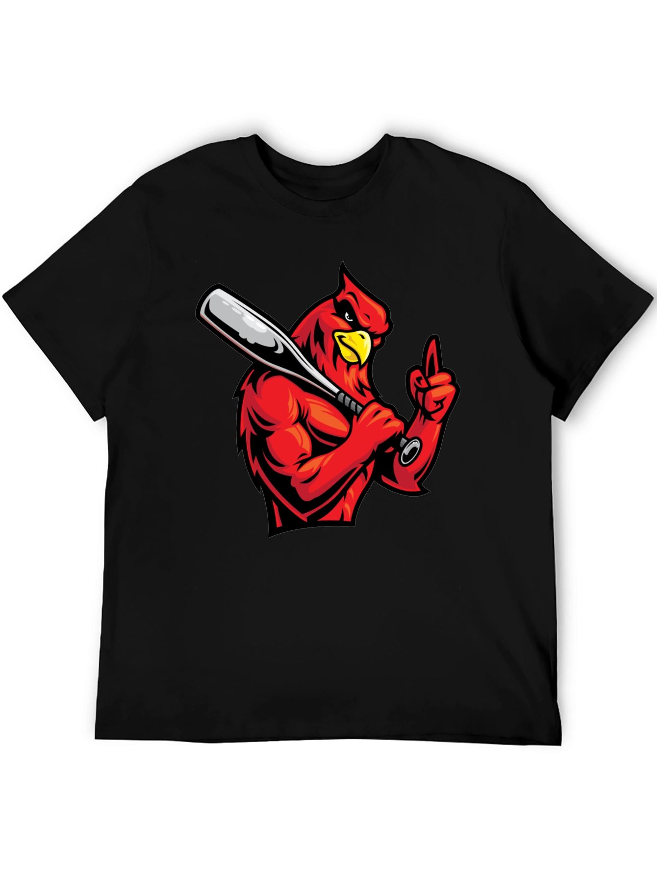 Cardinal Baseball T-Shirt - Black Cotton Tee
