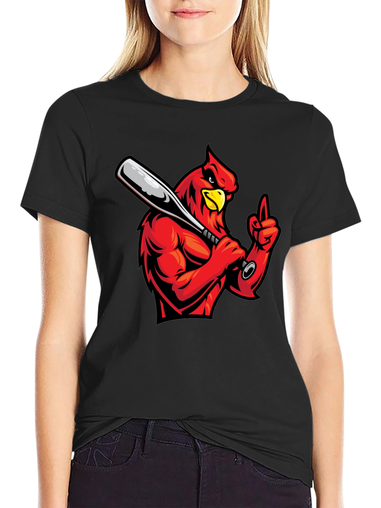 Cardinal Baseball T-Shirt - Black Cotton Tee