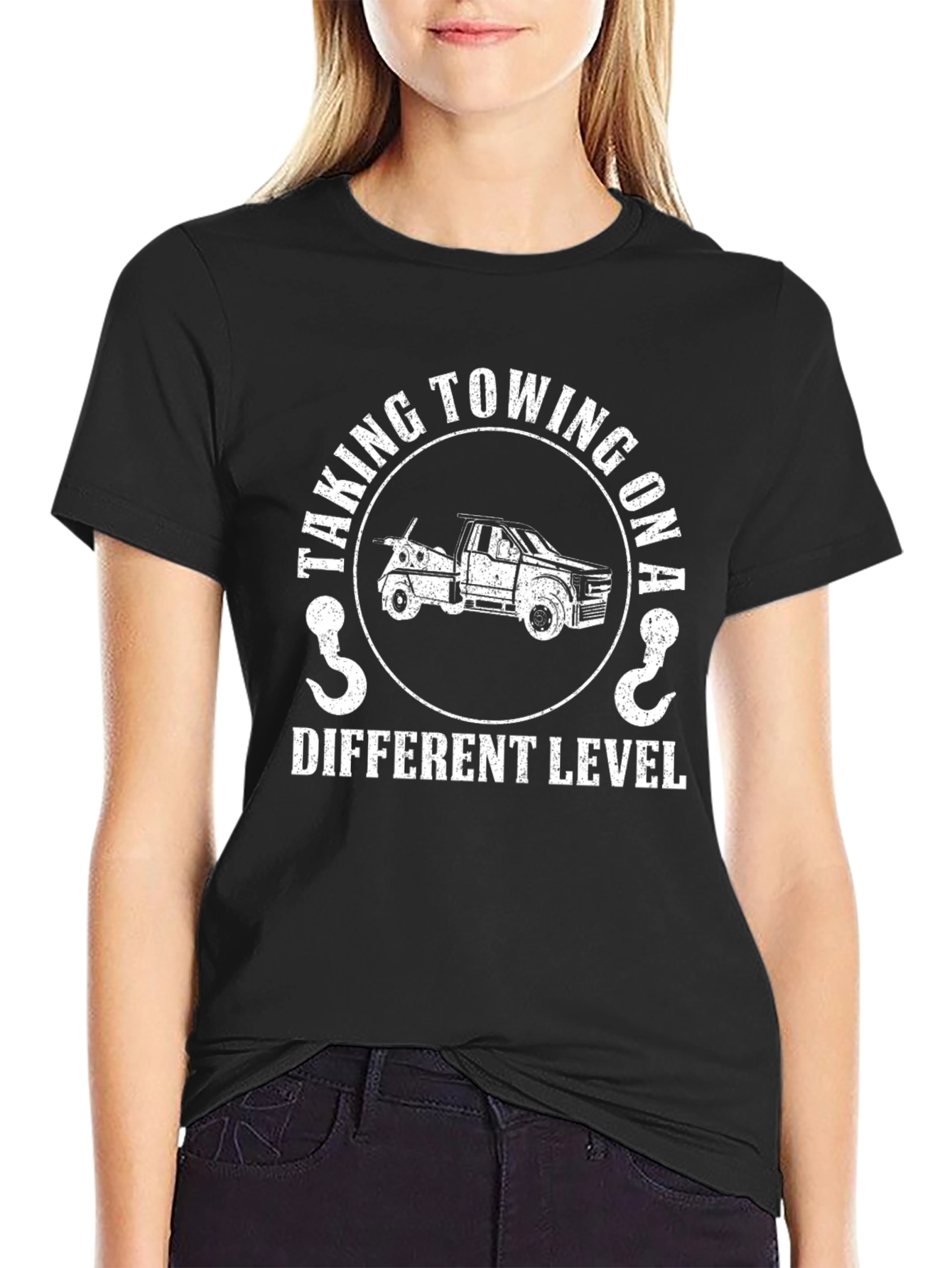 Towing On A Different Level Black T-Shirt