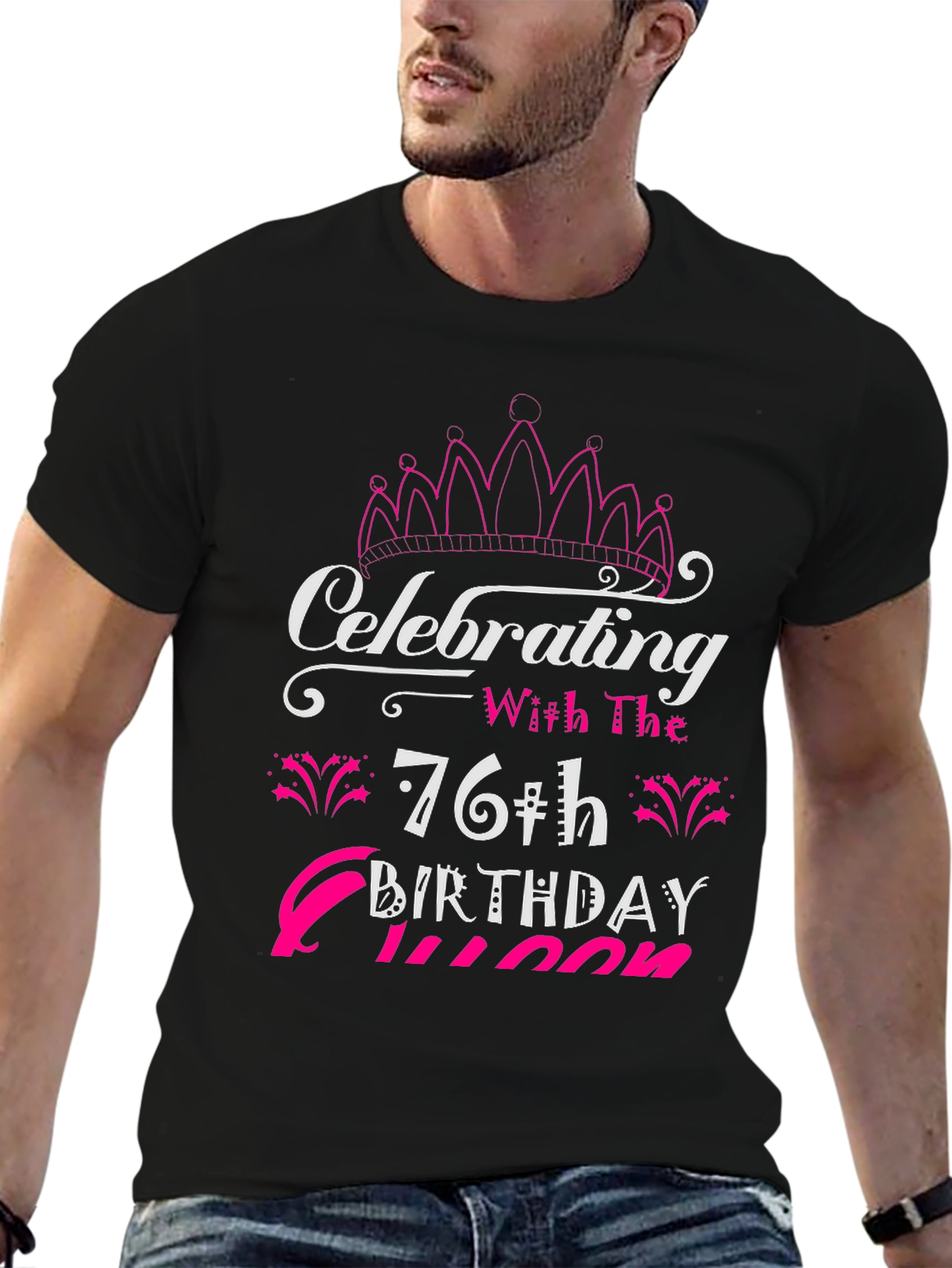 Celebrating 76th Birthday Queen Black T-Shirt