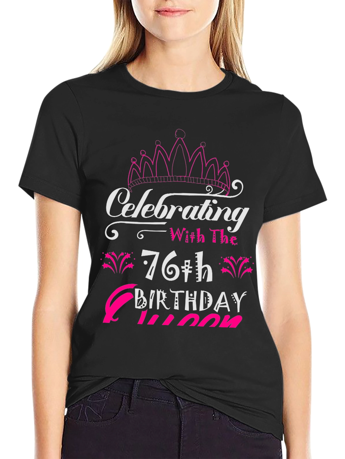Celebrating 76th Birthday Queen Black T-Shirt