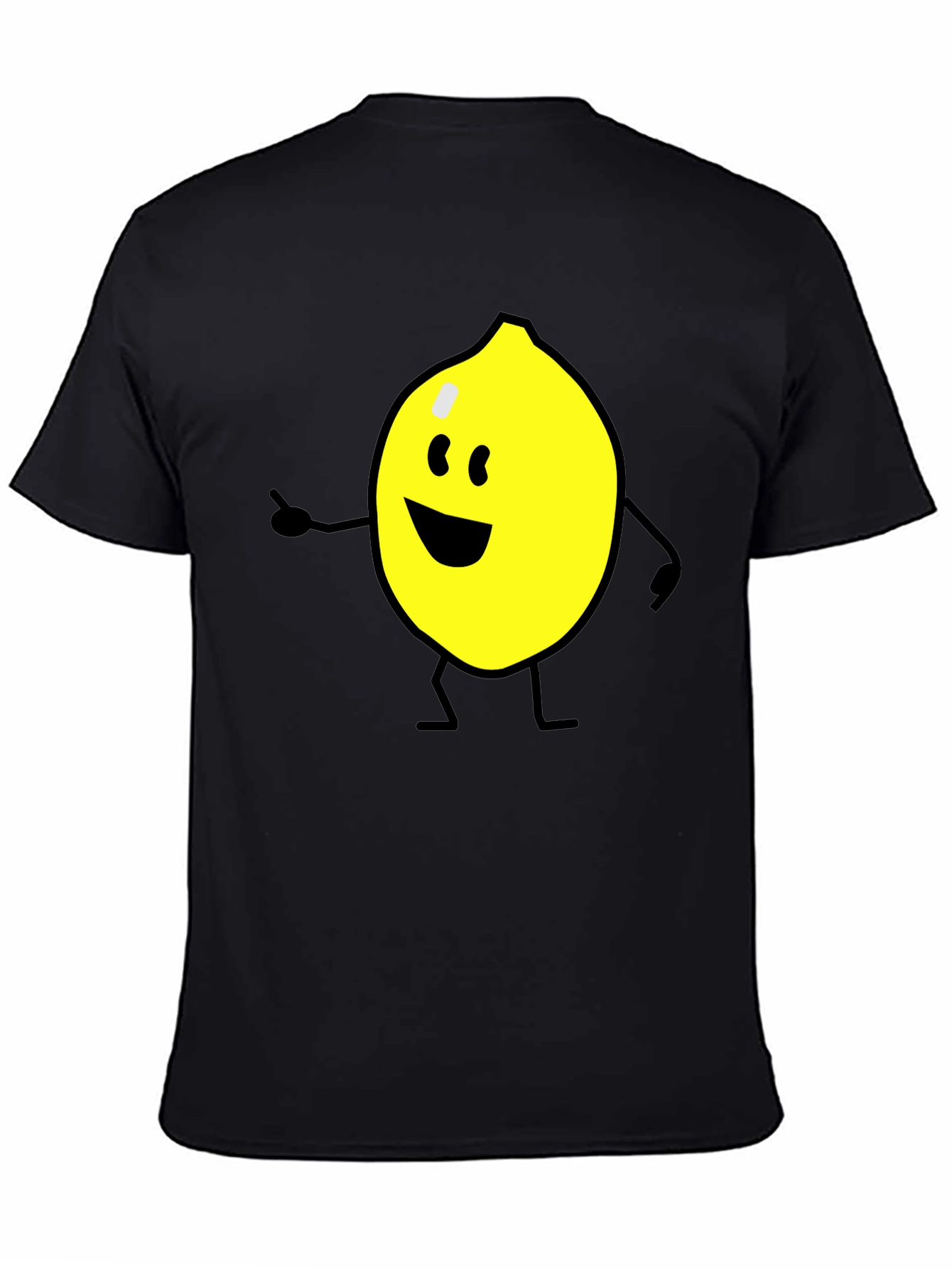 Cheerful Lemon Graphic Tee - Black Cotton Shirt