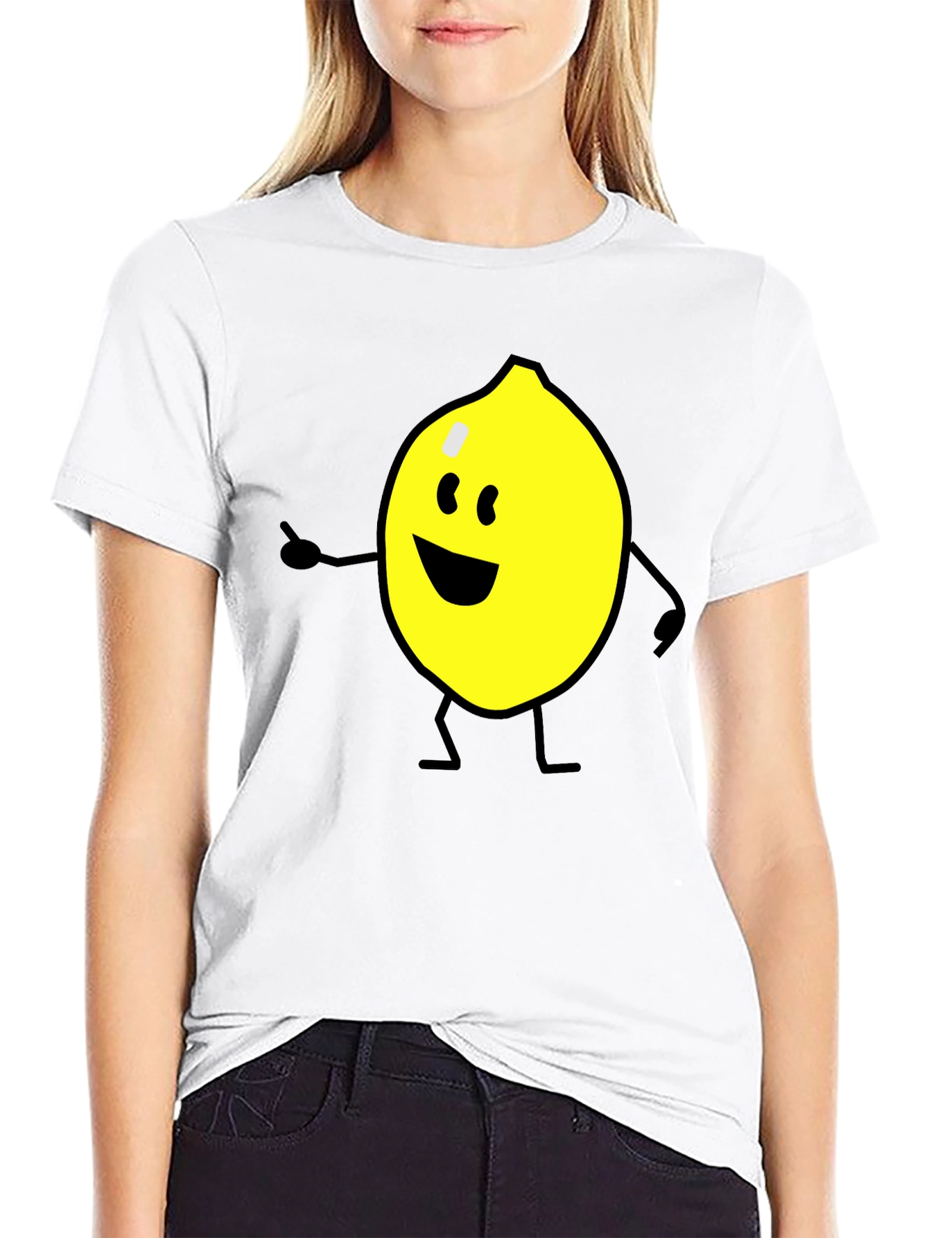 Cheerful Lemon Graphic Tee - Black Cotton Shirt